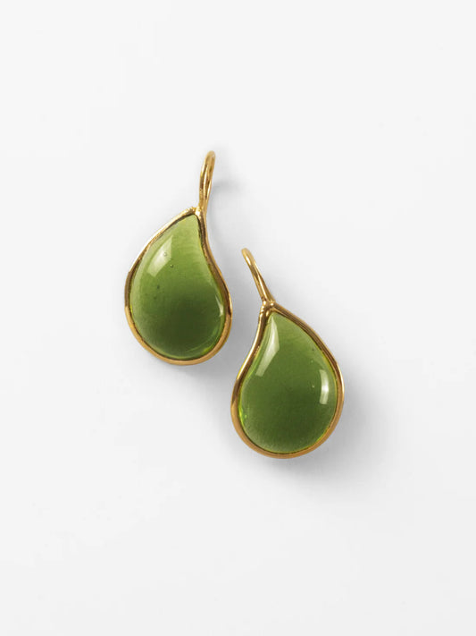 BOUCLES D'OREILLES SIMPLES GOUTTES - VERT MOUSSE