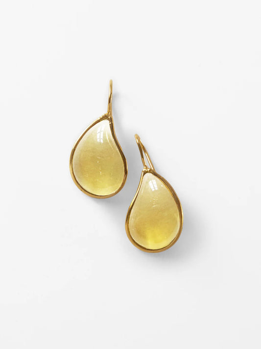 BOUCLES D'OREILLES SIMPLES GOUTTES - JAUNE PÂLE