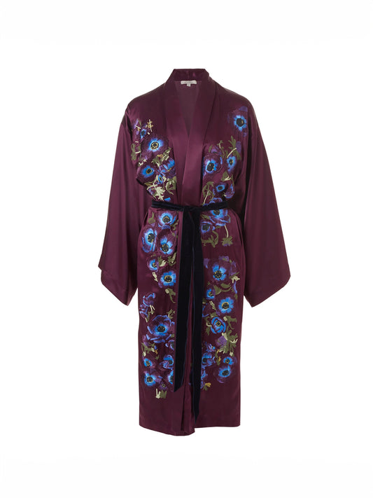 KIMONO HADARAH EN SOIE - BORDEAUX