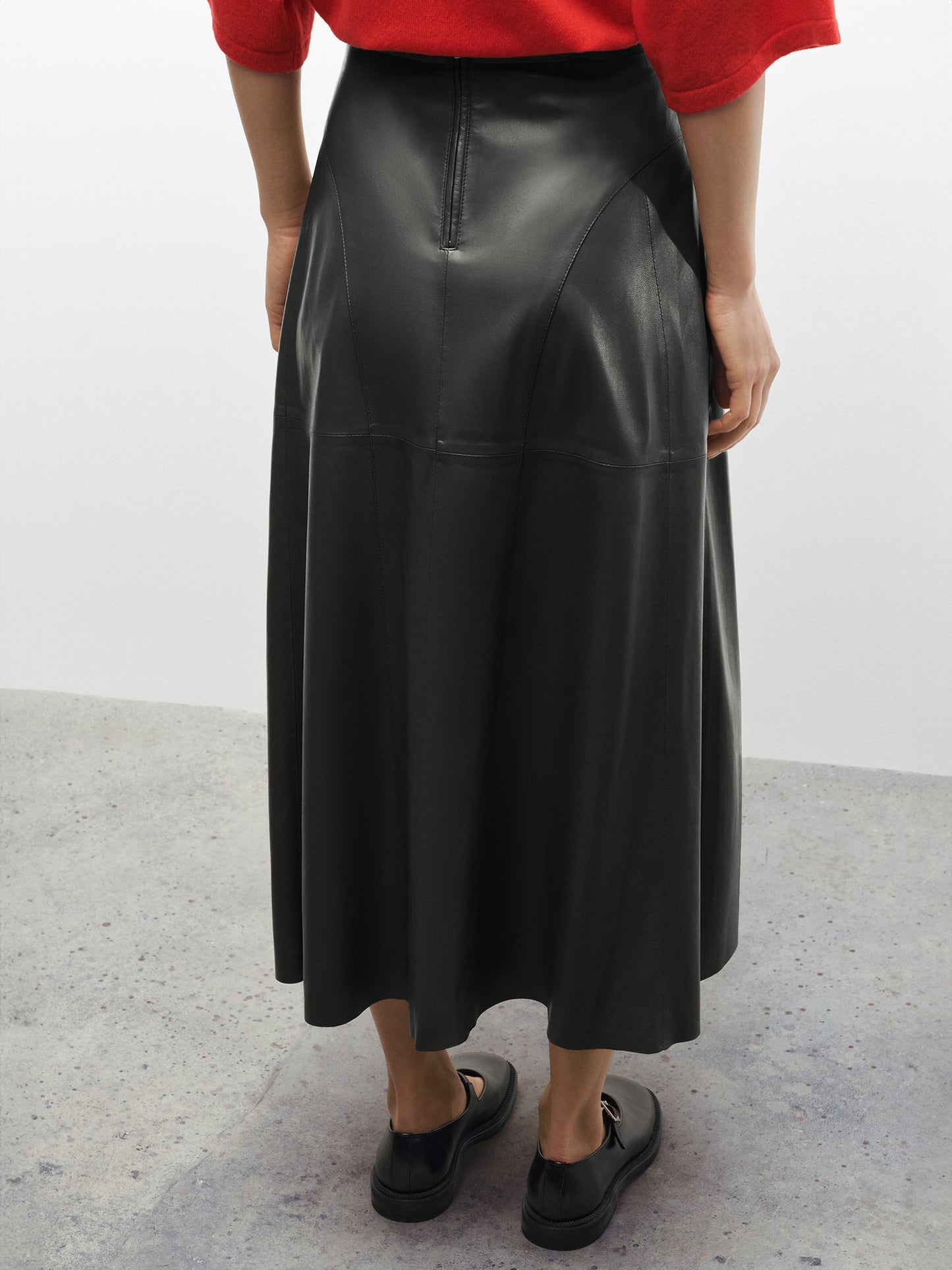 JUPE INDRINA EN CUIR - NOIR