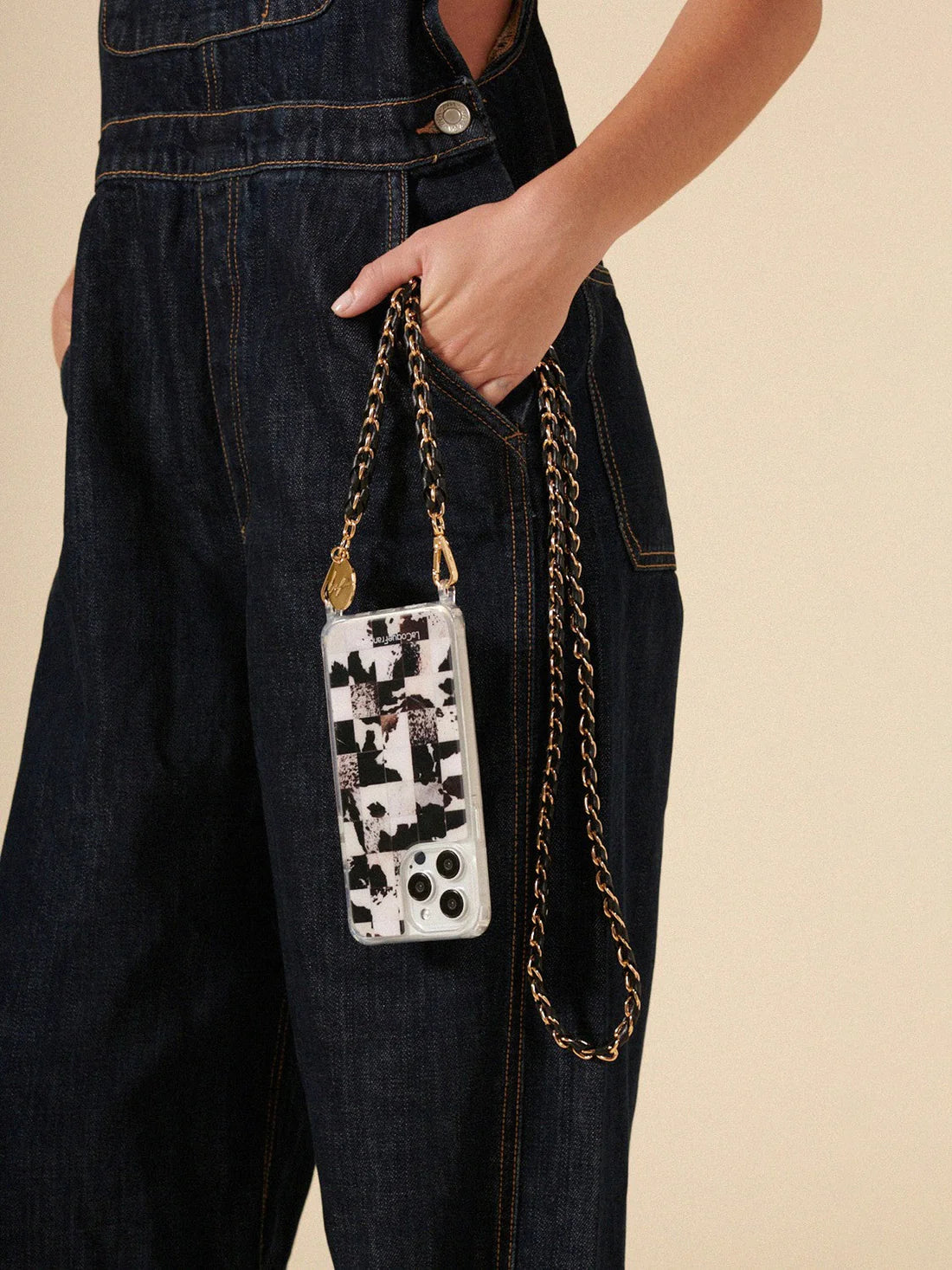 CHAÎNE DE TÉLÉPHONE LOU EN OR - NOIR