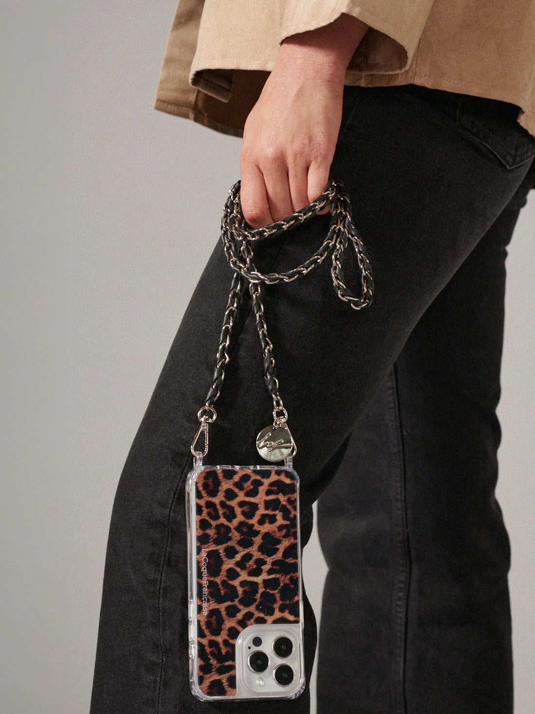 CHAÎNE DE TÉLÉPHONE LOU EN ARGENT - NOIR