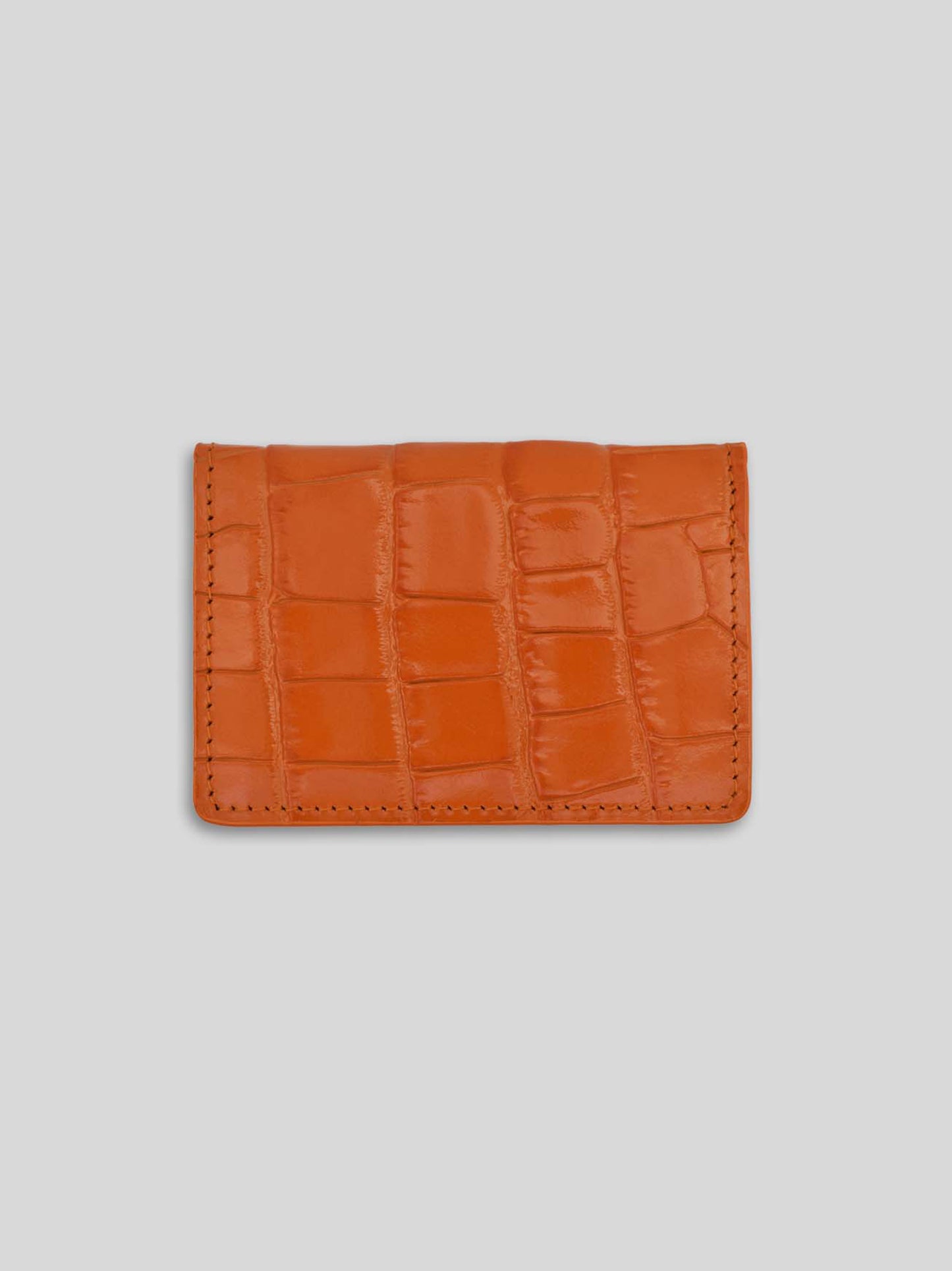 PORTE-CARTES EN CUIR CROCO UNIFACE - ORANGE