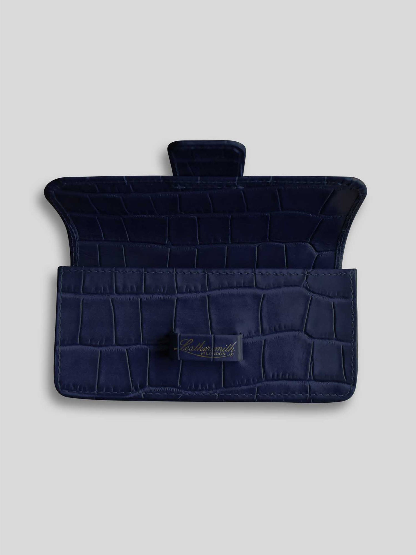 ÉTUI À LUNETTES EN CUIR CROCO - BLEU