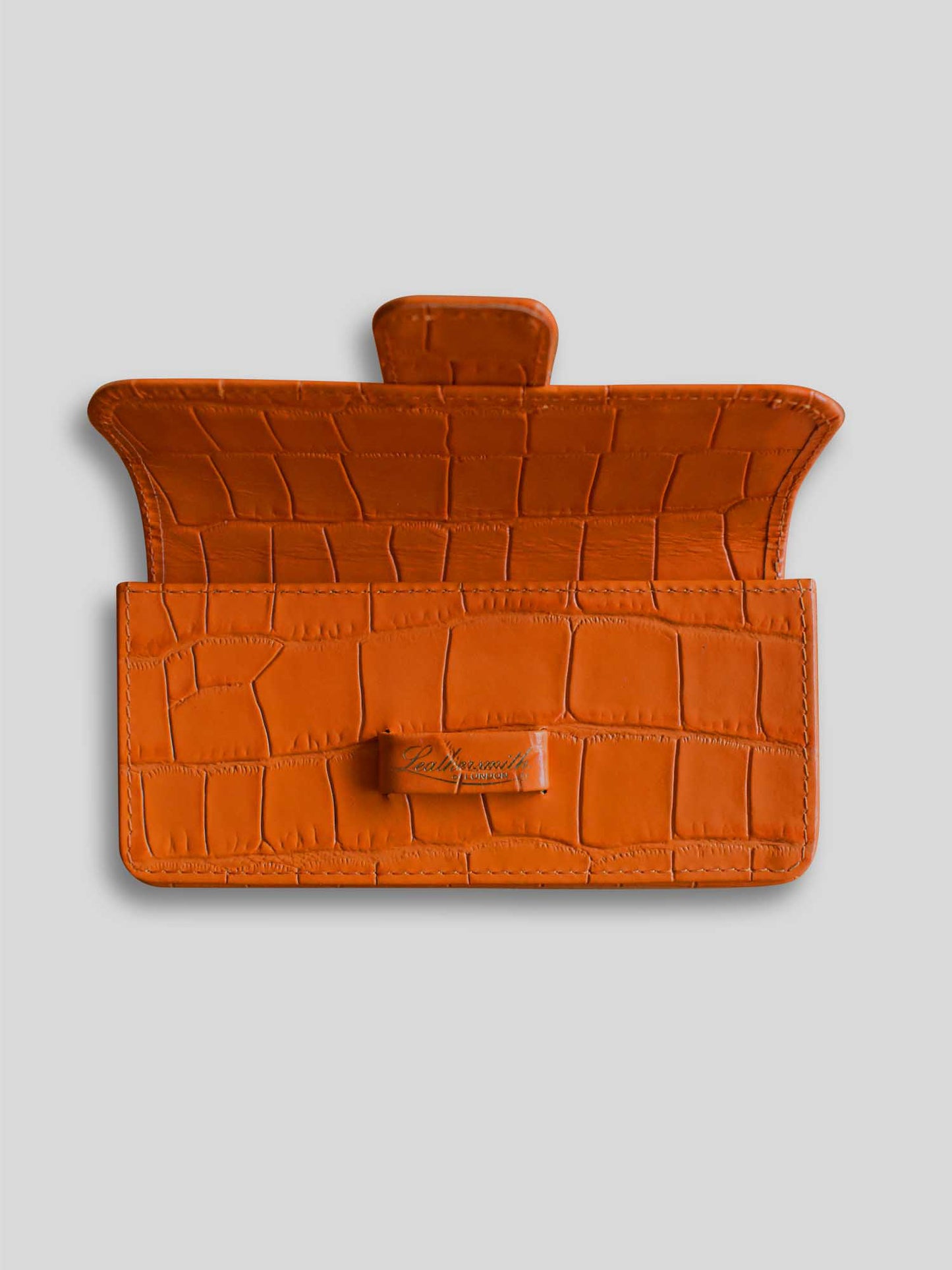 ÉTUI À LUNETTES EN CUIR CROCO - ORANGE