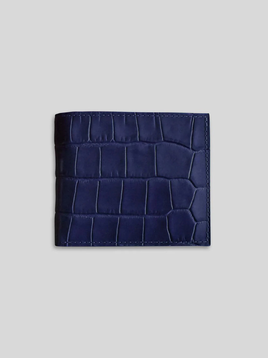 PORTE-CARTES À DEUX VOLETS EN CUIR CROCO - BLEU