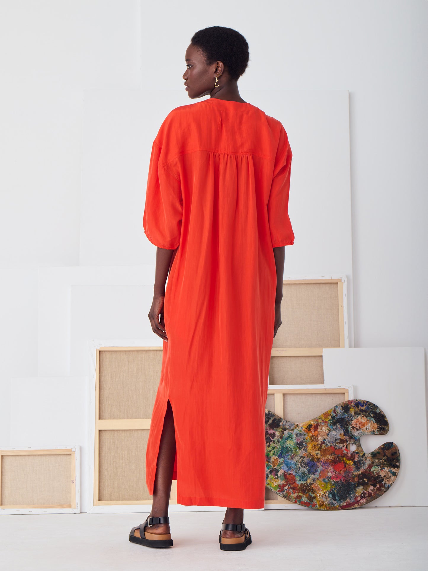 ROBE MIDI MARINA - ROUGE FEU