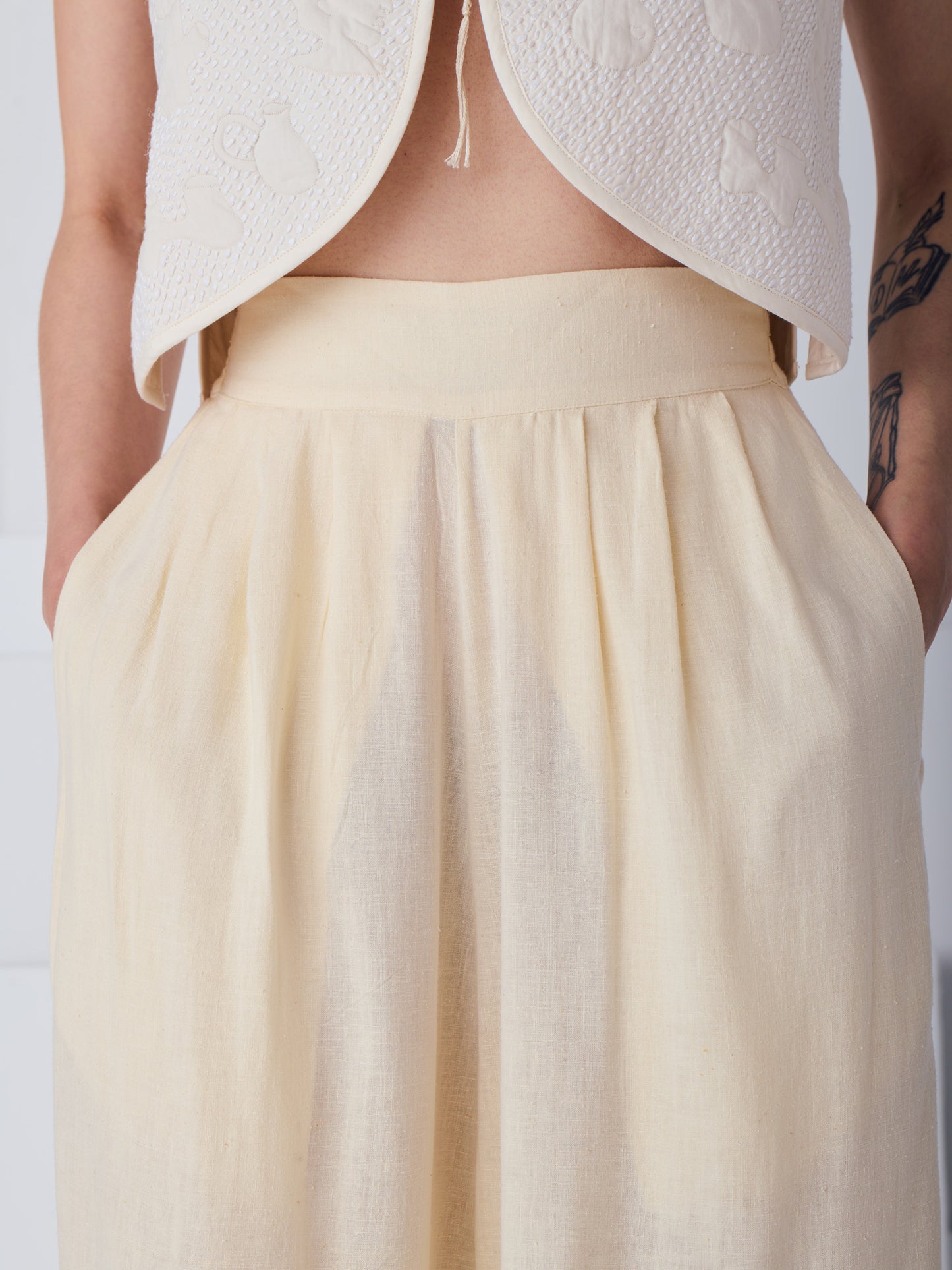 PANTALON RADHA EN SOIE - COULEUR NATURELLE