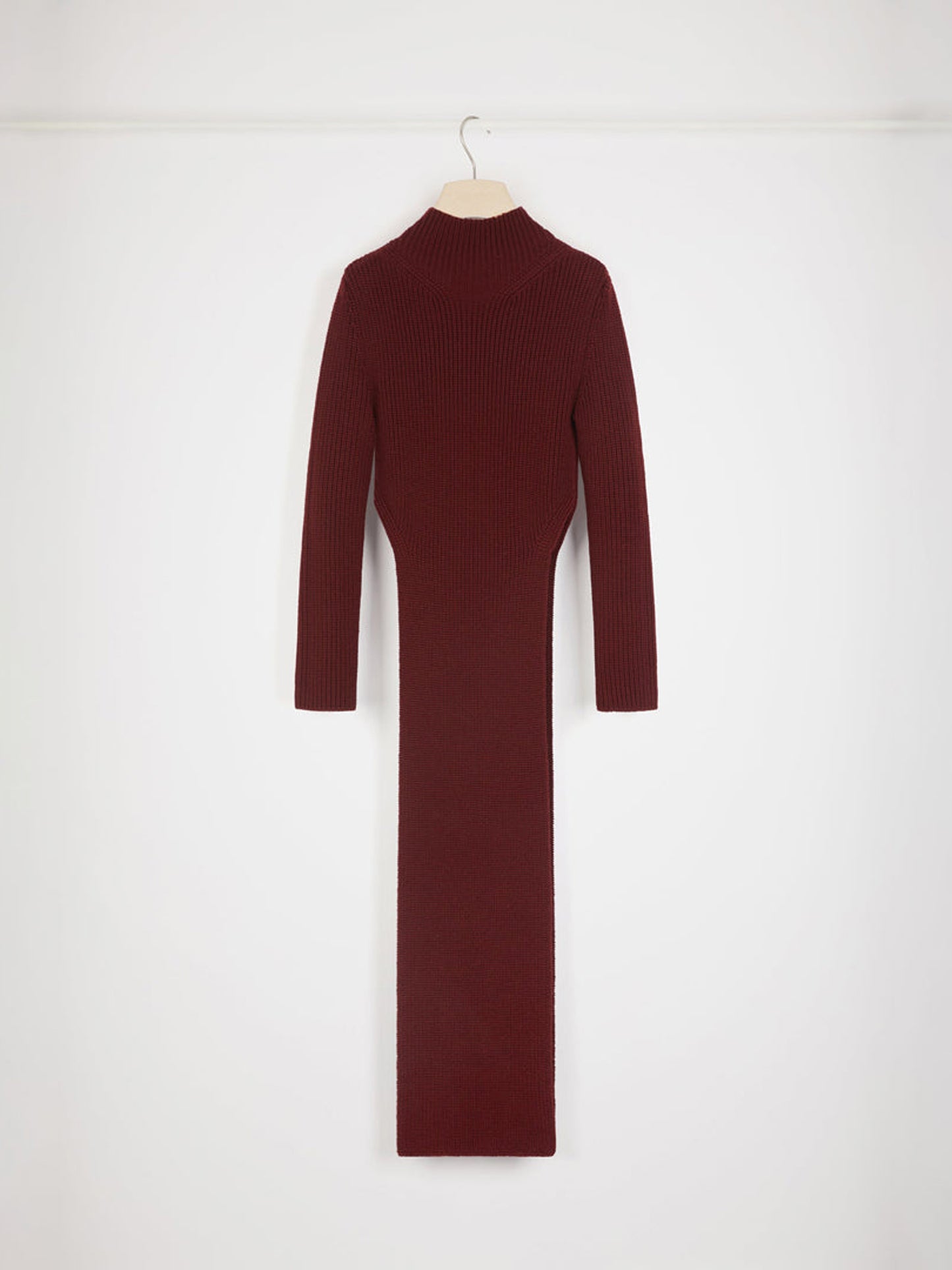 PULL CÔTELÉ À FENTES - BORDEAUX