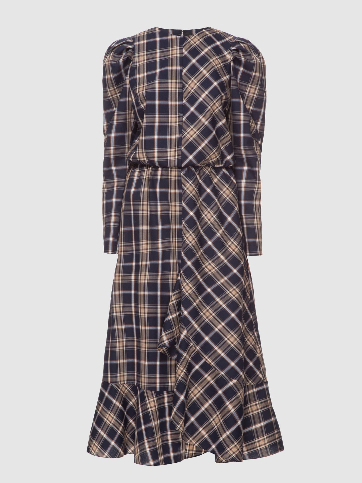 ROBE TUNIQUE À CARREAUX - BEIGE/BLEU