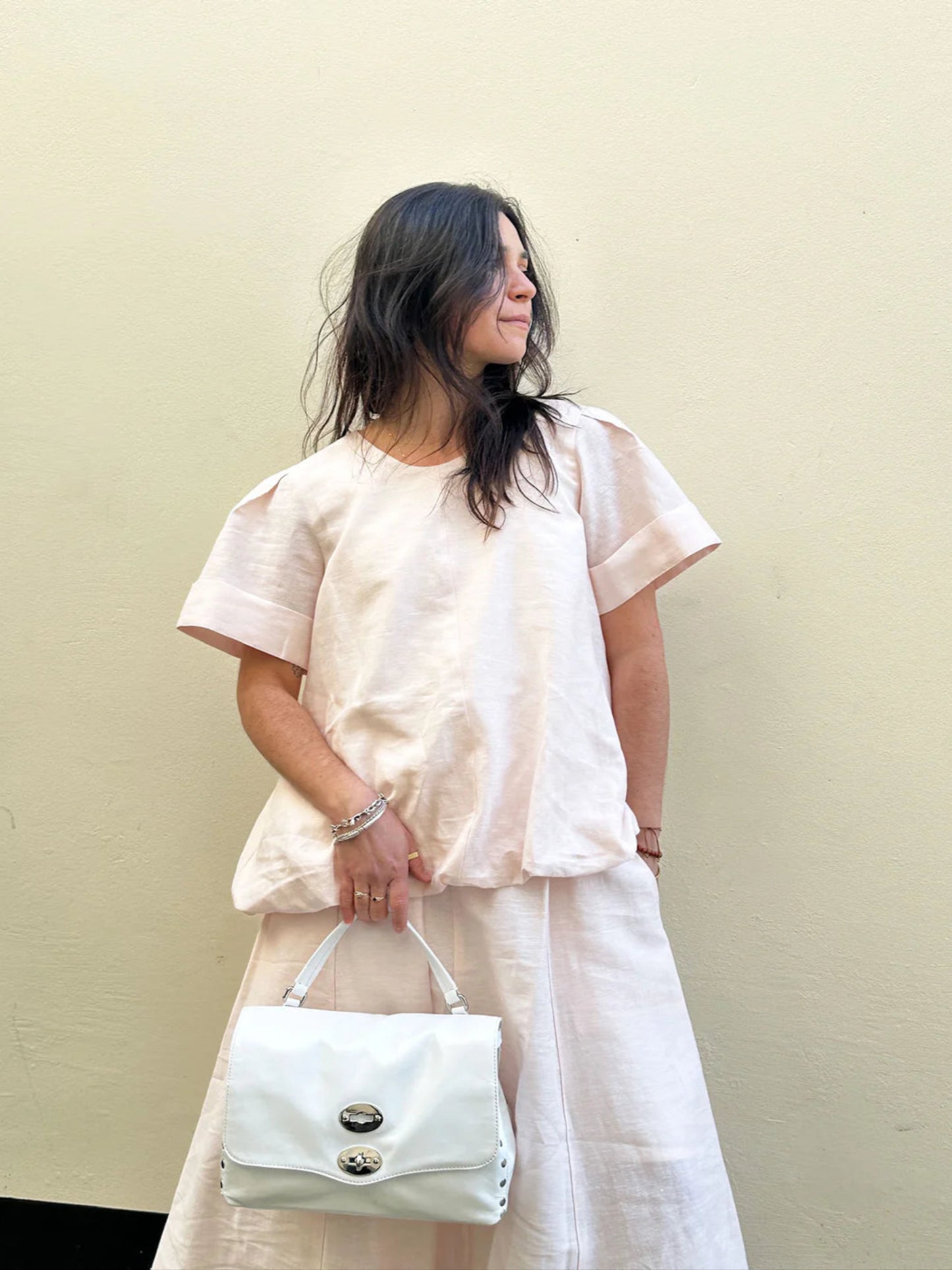 HAUT À OURLET BALLON T833 - ROSE