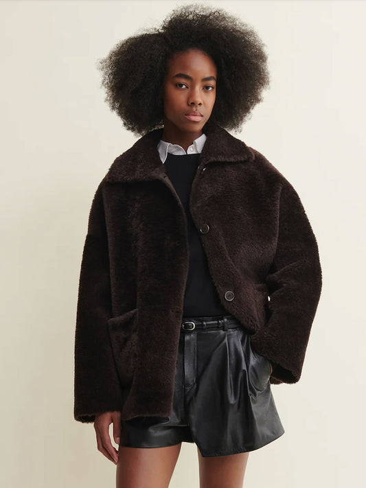 VESTE ISABELLA REVERSIBLE SHEARLING COFFEE BEAN