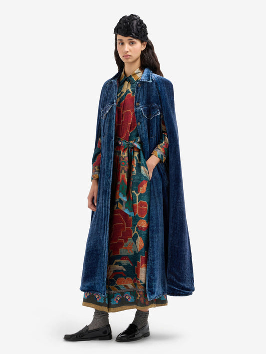 CAPE KANDOX LONG DENIM BLUE VELVET