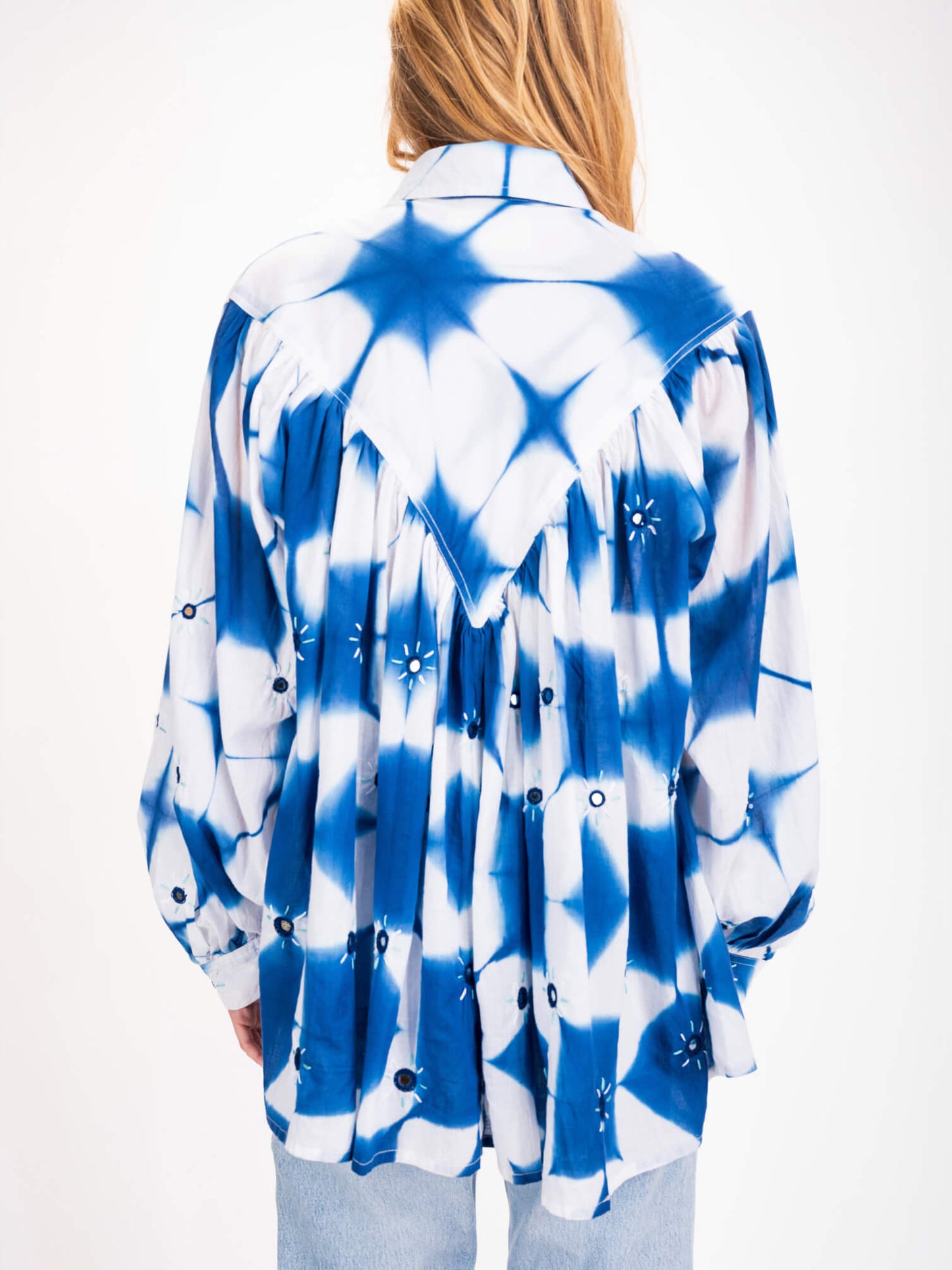 BLOUSE CRAMP EN TYE & DYE - BLEU