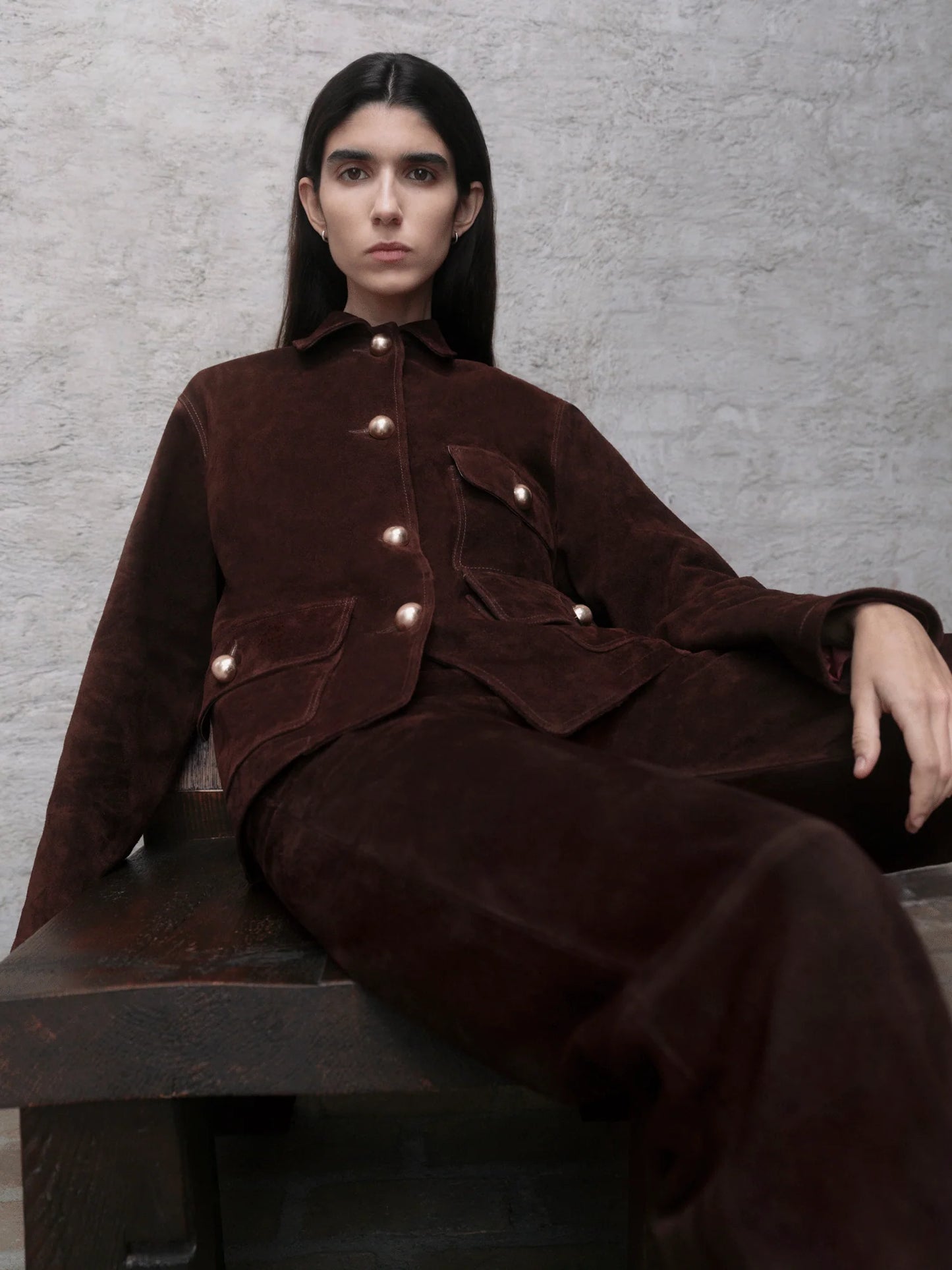 VESTE EN SUÈDE ROSIA GRAINÉ