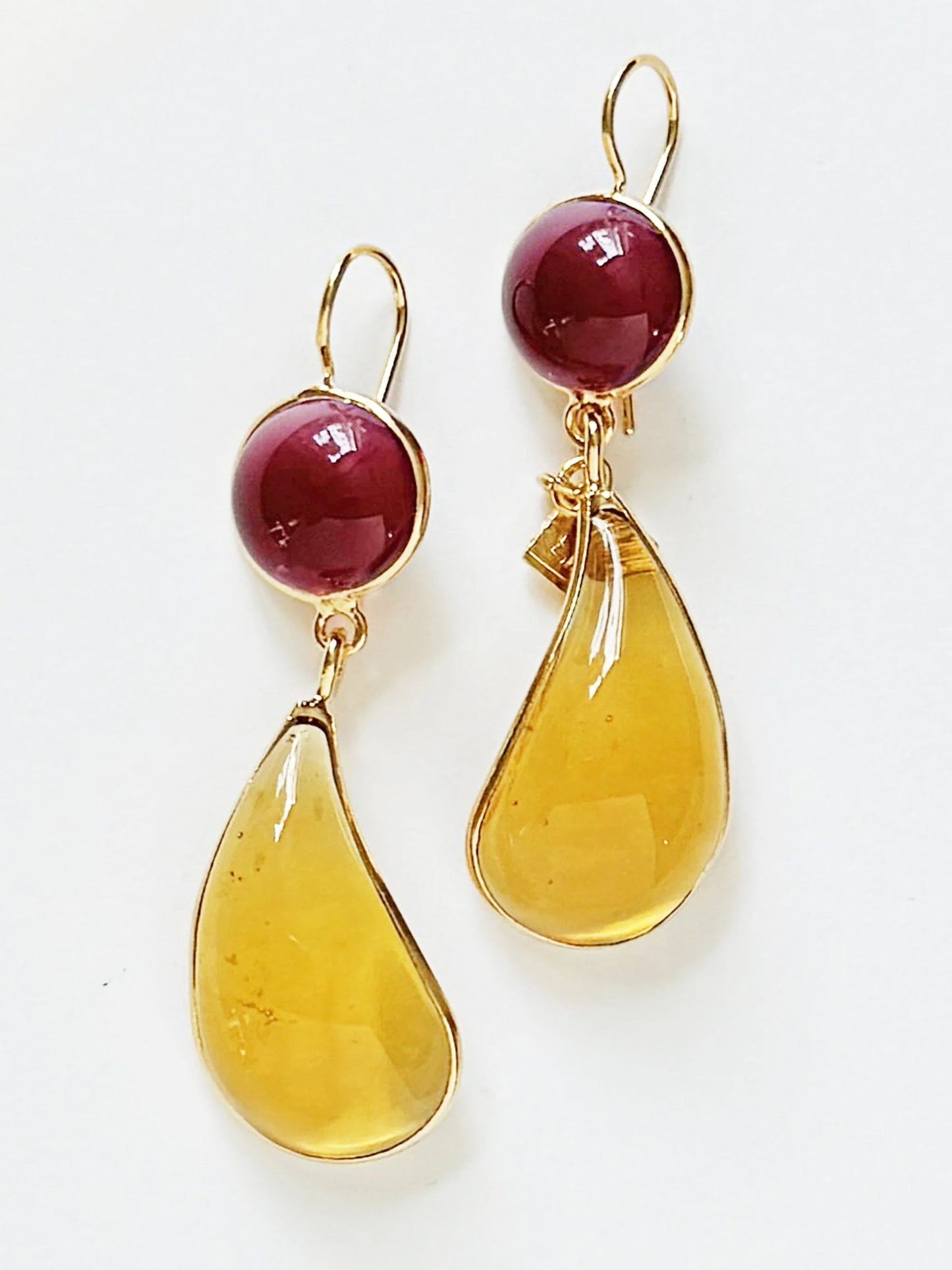 BOUCLES D'OREILLE DOUBLES GOUTTES - JAUNE/ROUGE