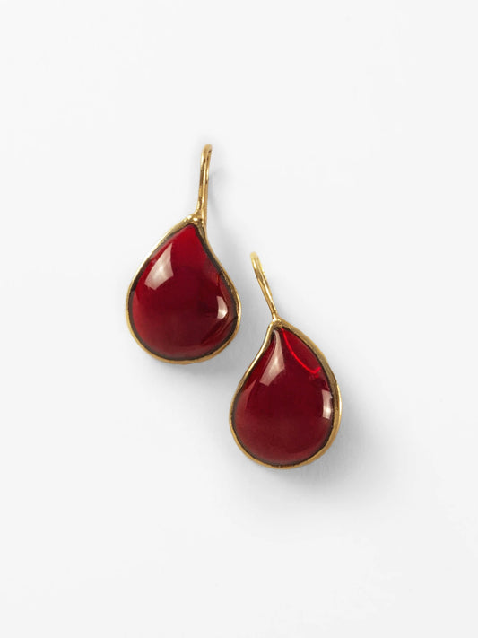 BOUCLES D'OREILLES SIMPLES GOUTTES - ROUGE PROFOND