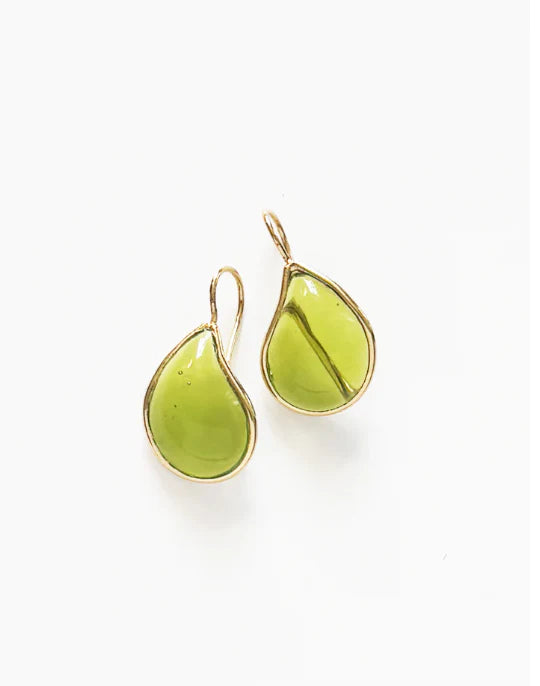 BOUCLES D'OREILLES SIMPLES GOUTTES - CHARTREUSE