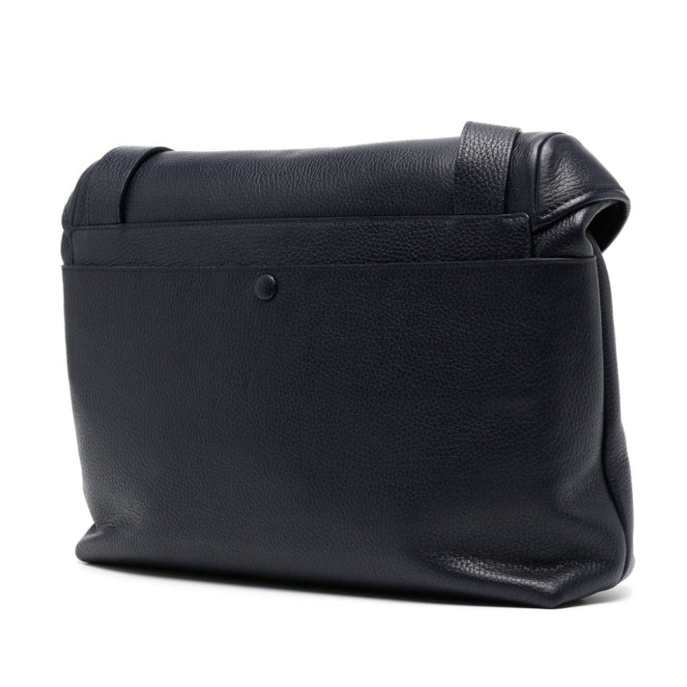 SACOCHE MESSENGER EN CUIR - BLEU MARINE