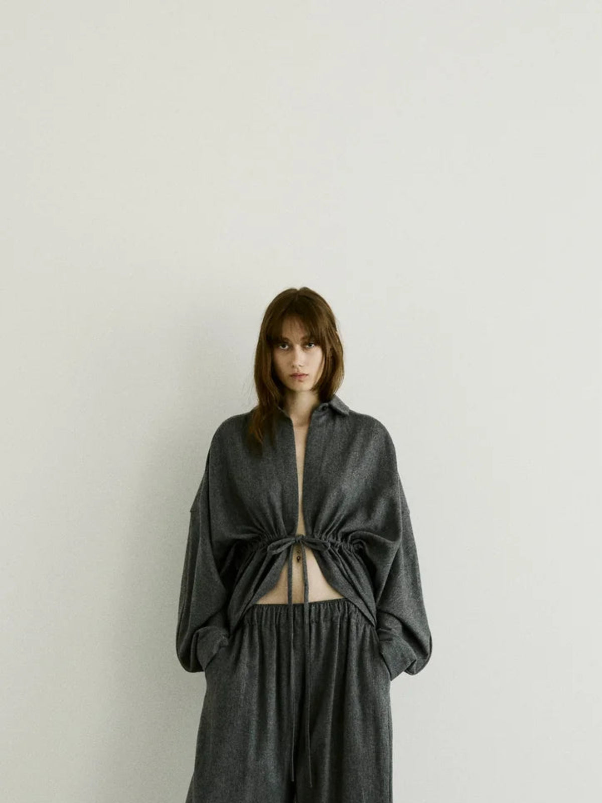DALIDA FLANNEL WOOL SHIRT // LIGHT GREY