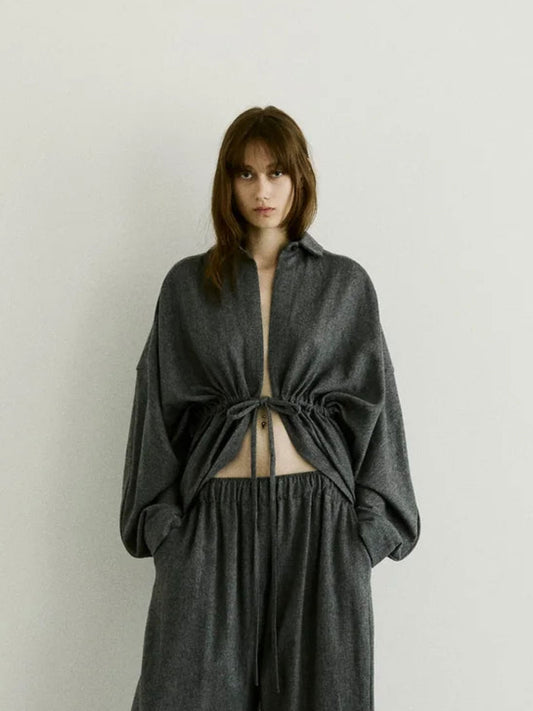 CHEMISE DALIDA FLANNEL WOOL - LIGHT GREY