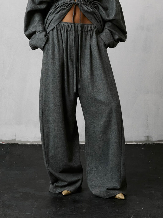 PANTALON DORA FLANNEL WOOL - LIGHT GREY