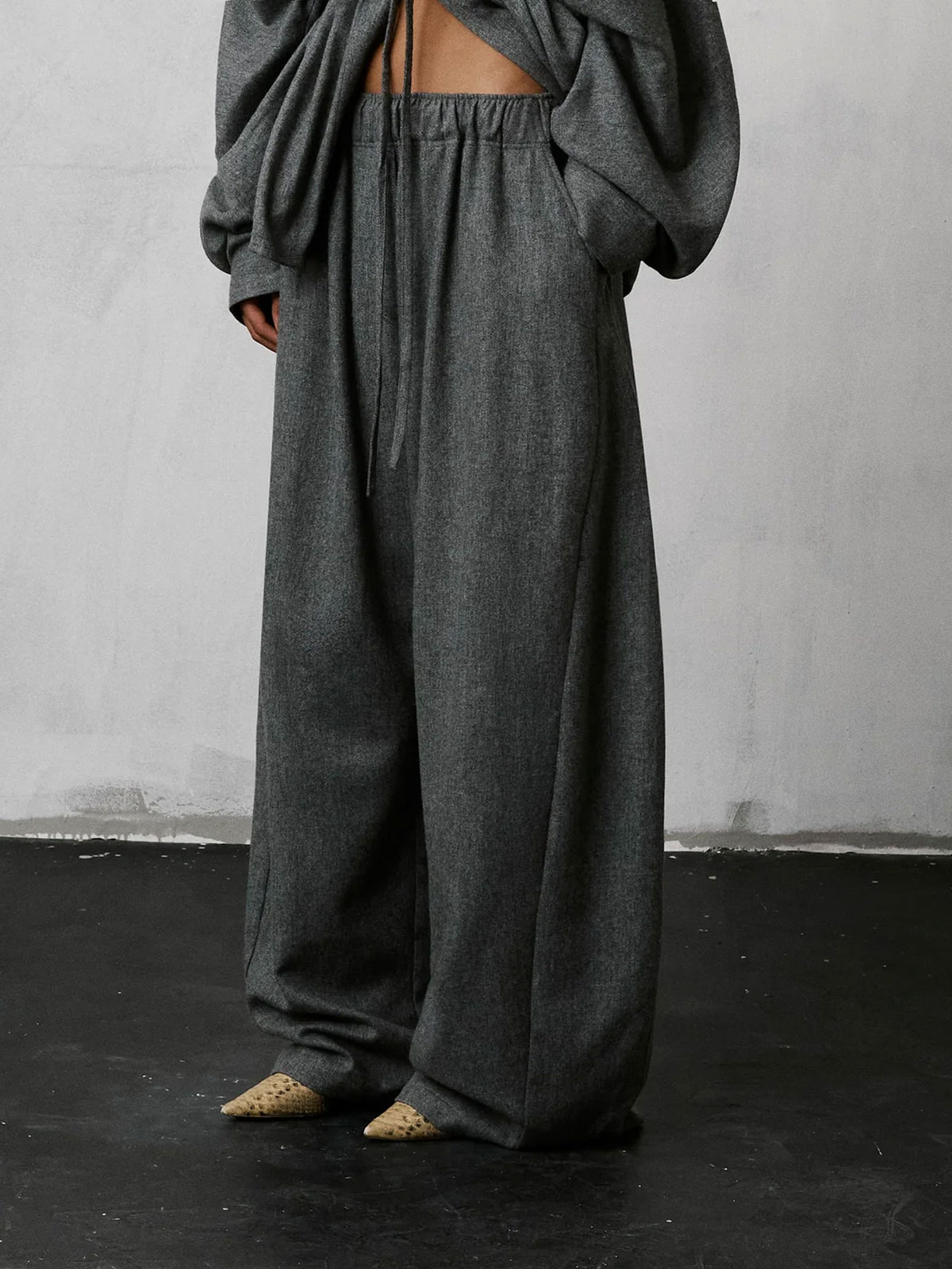 PANTALON DORA FLANNEL WOOL - LIGHT GREY