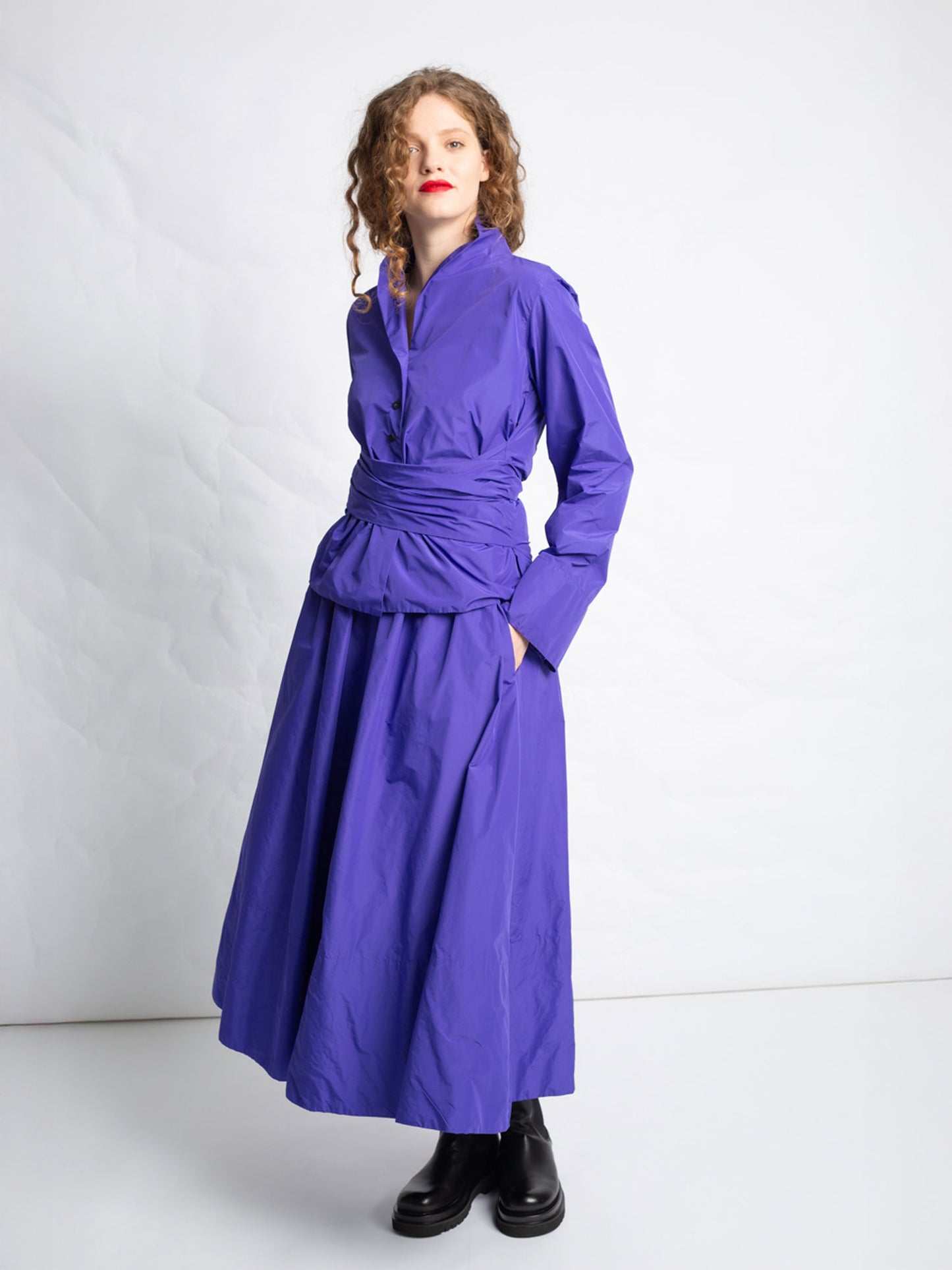 JUPE LONGUE ÉVASÉE J627 - INDIGO