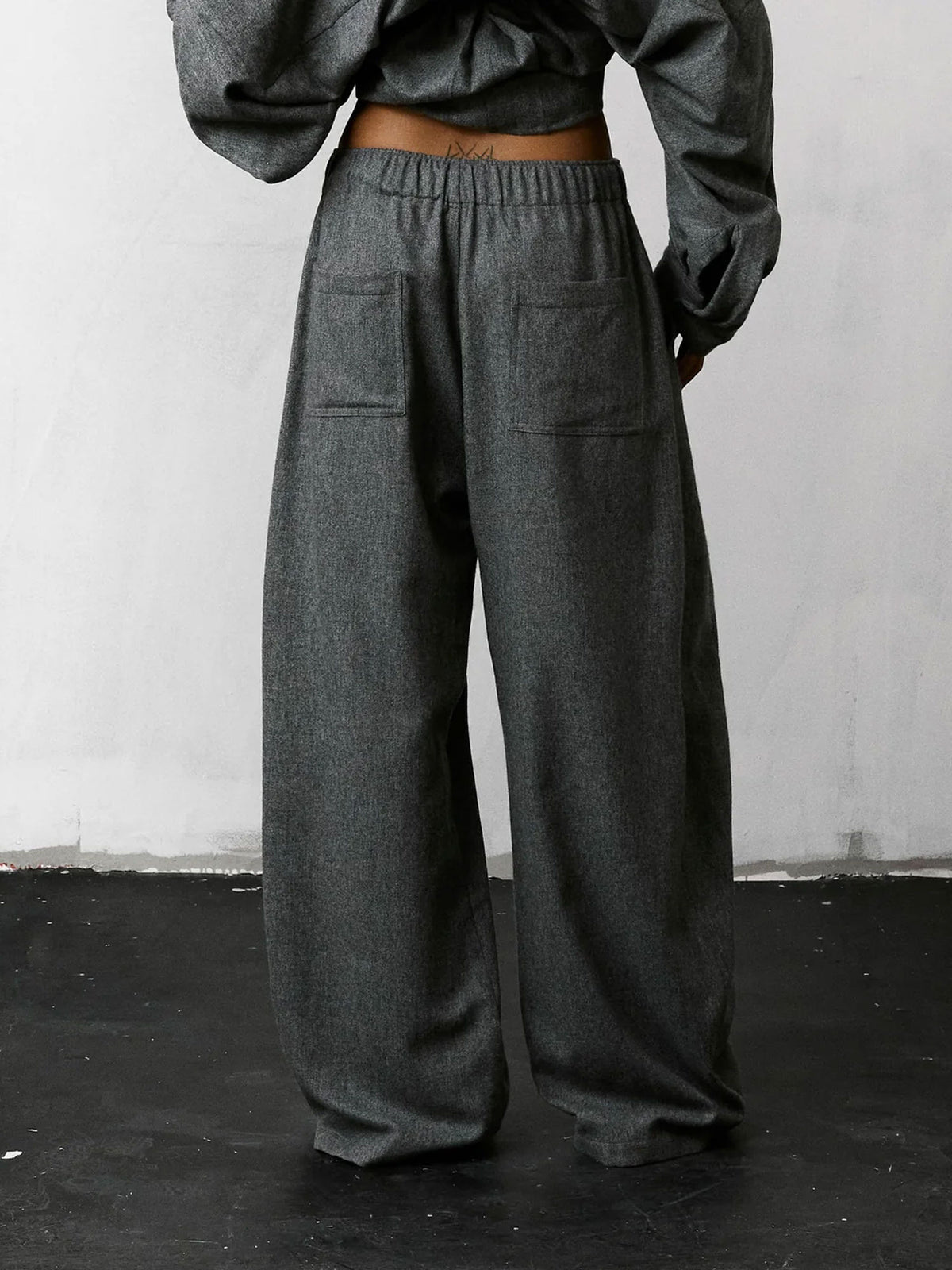PANTALON DORA FLANNEL WOOL - LIGHT GREY