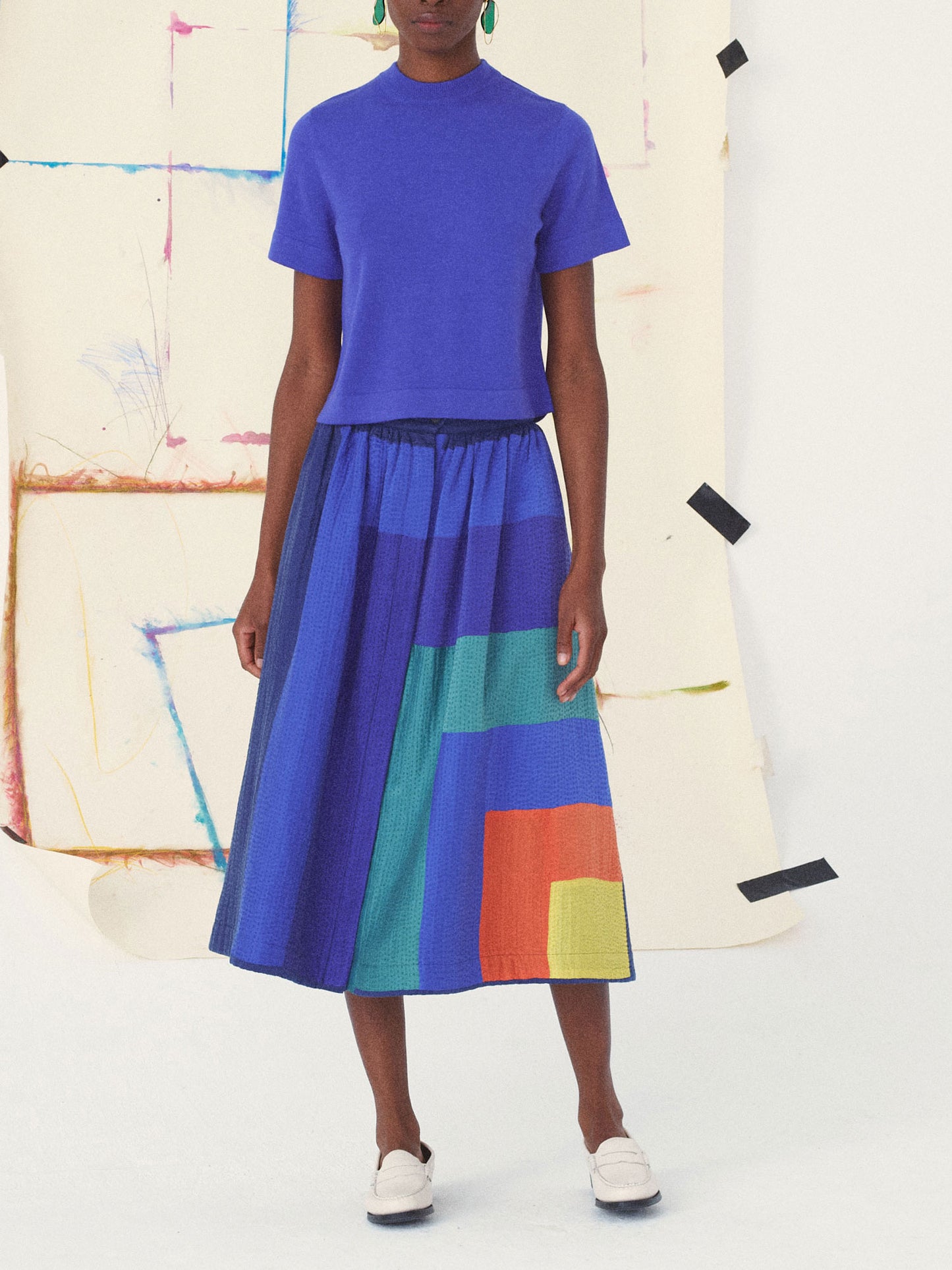 JUPE MONA L'ABSTRACTION - BLUE