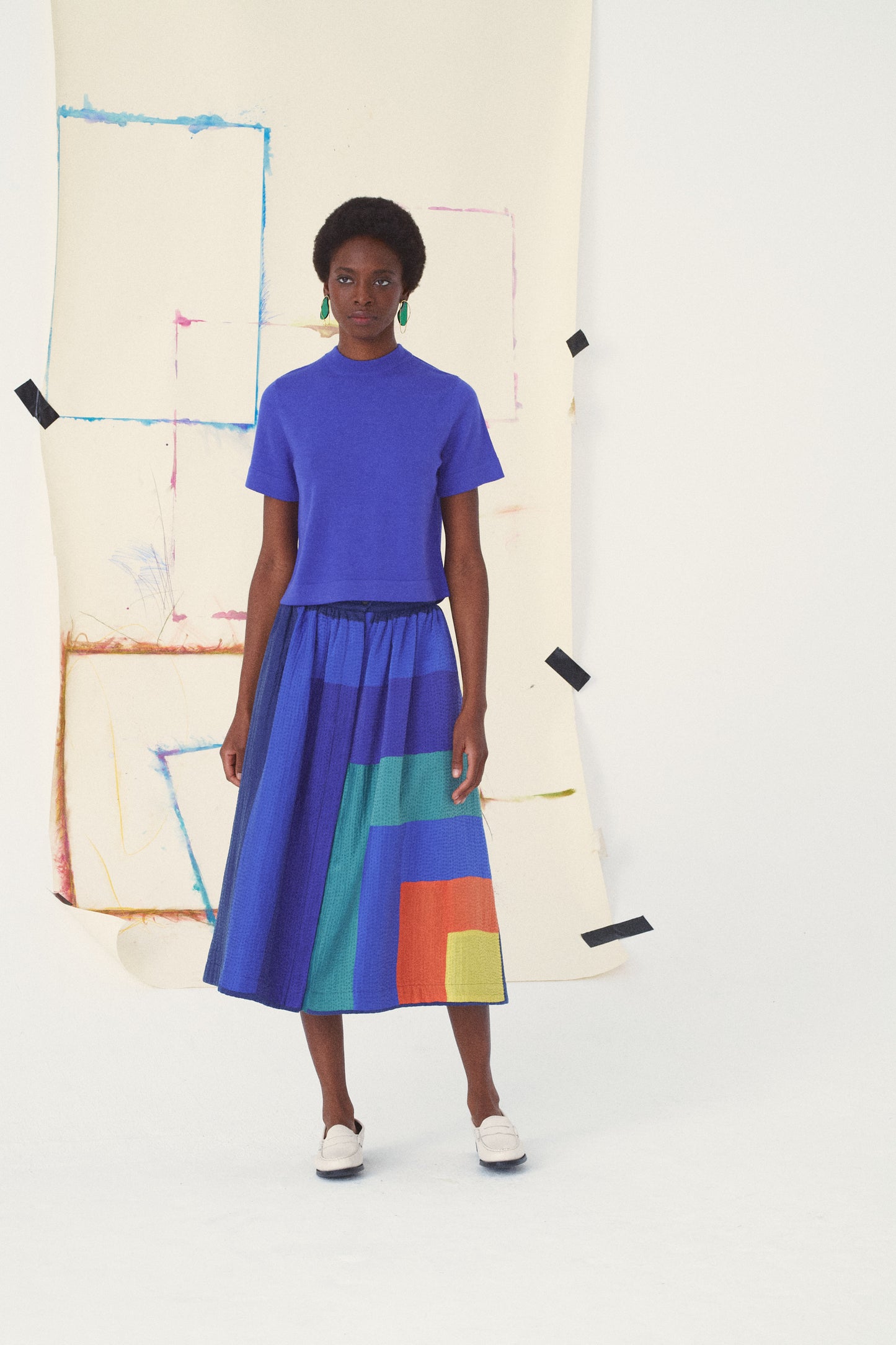 JUPE MONA L'ABSTRACTION - BLUE