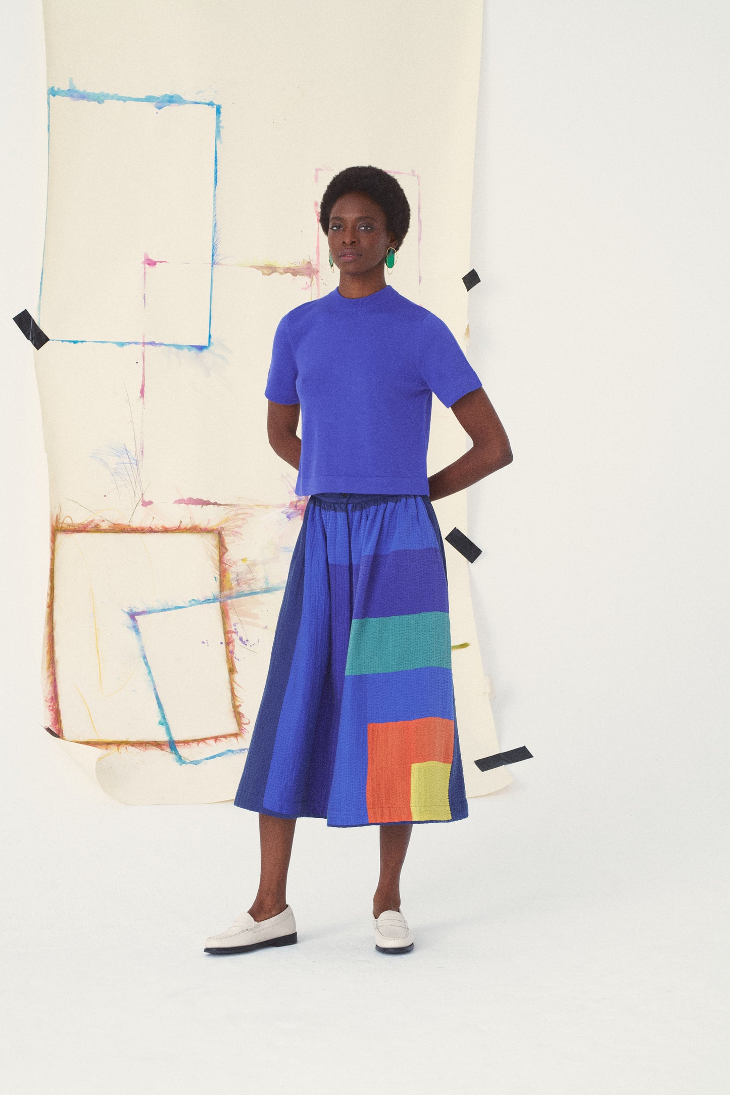 JUPE MONA L'ABSTRACTION - BLUE