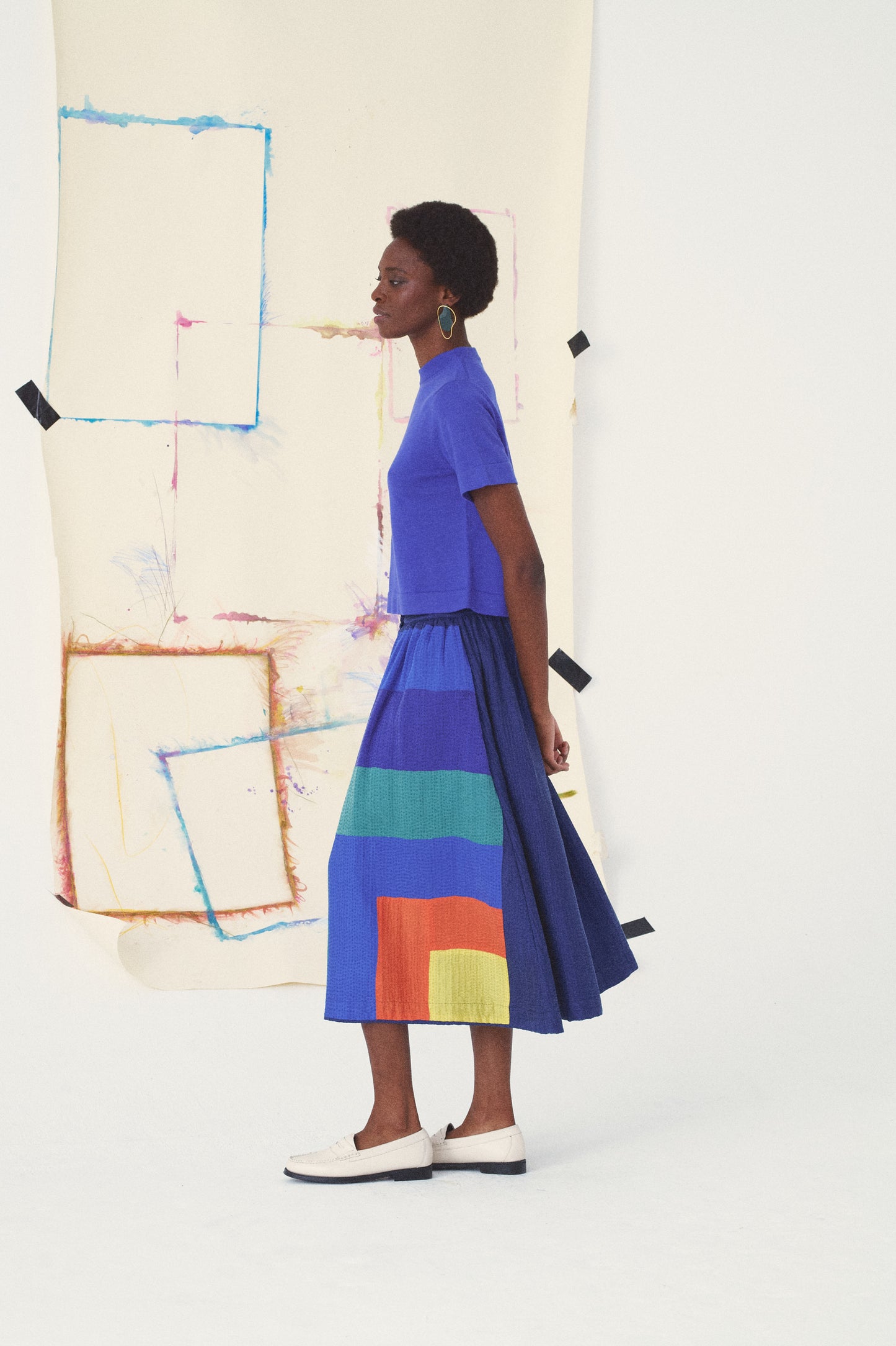 JUPE MONA L'ABSTRACTION - BLUE