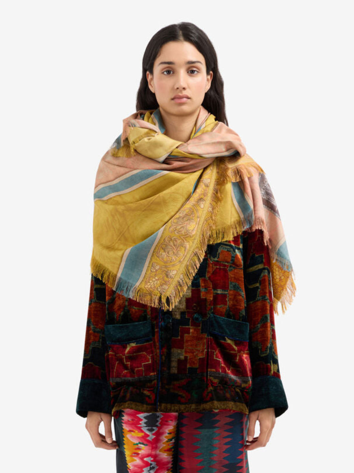 FOULARD EUCLIDEX SILK BLOCK STRIPES - 135x195