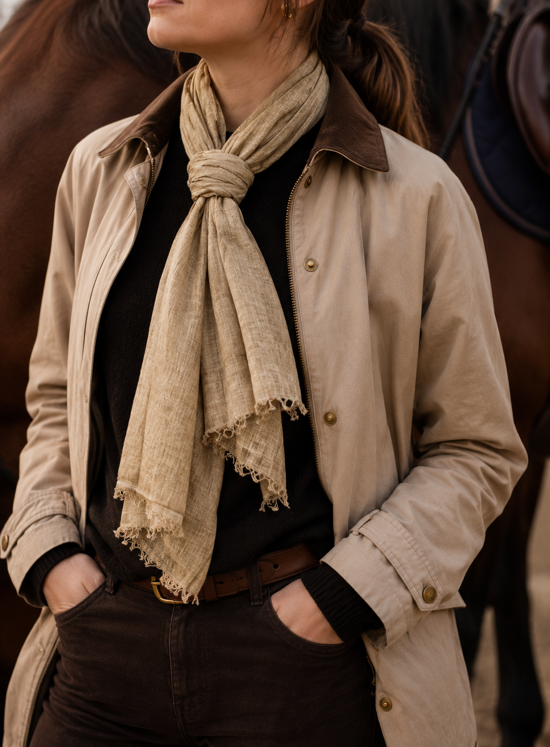 FOULARD EN COTON - BEIGE