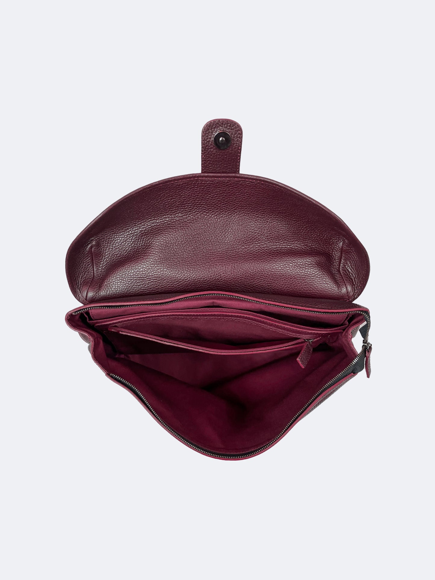 SACOCHE MESSENGER EN CUIR ROUGE BORDEAUX