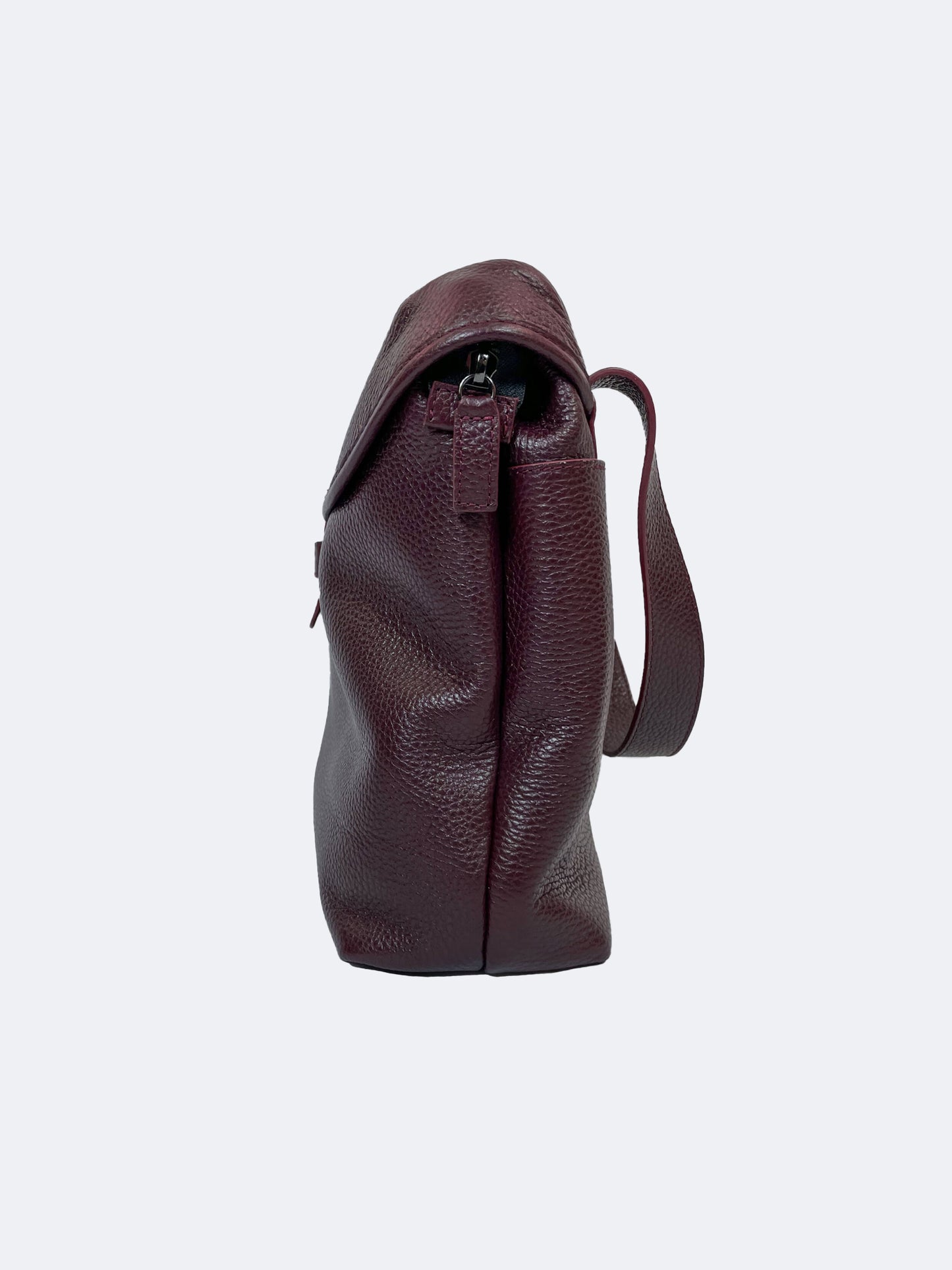 SACOCHE MESSENGER EN CUIR ROUGE BORDEAUX