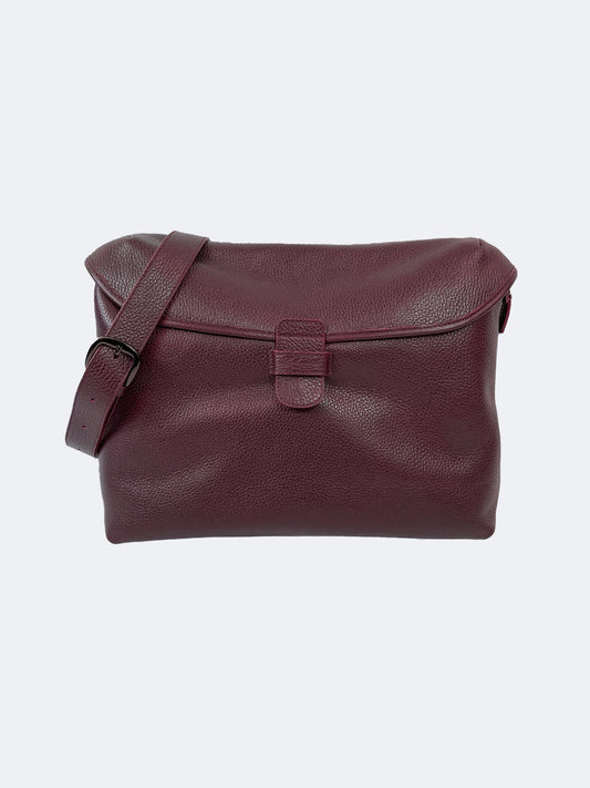 SACOCHE MESSENGER EN CUIR ROUGE BORDEAUX