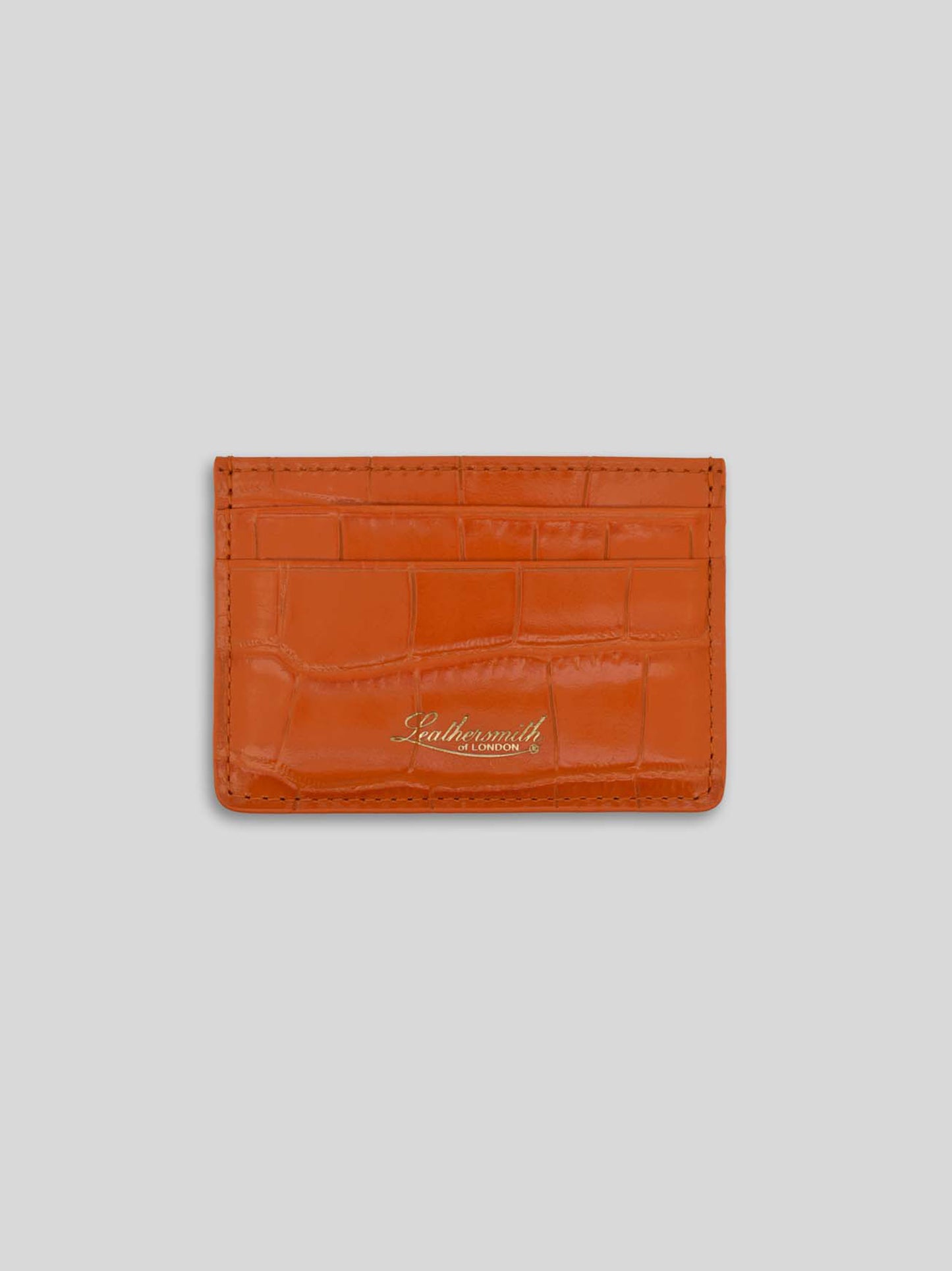 PORTE-CARTES EN CUIR CROCO DOUBLE FACE ORANGE