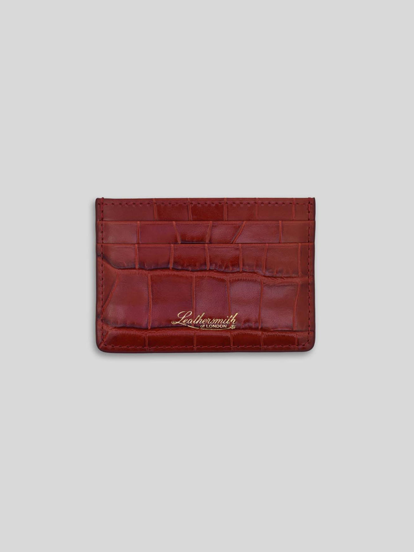 PORTE-CARTES EN CUIR CROCO DOUBLE FACE ROUGE