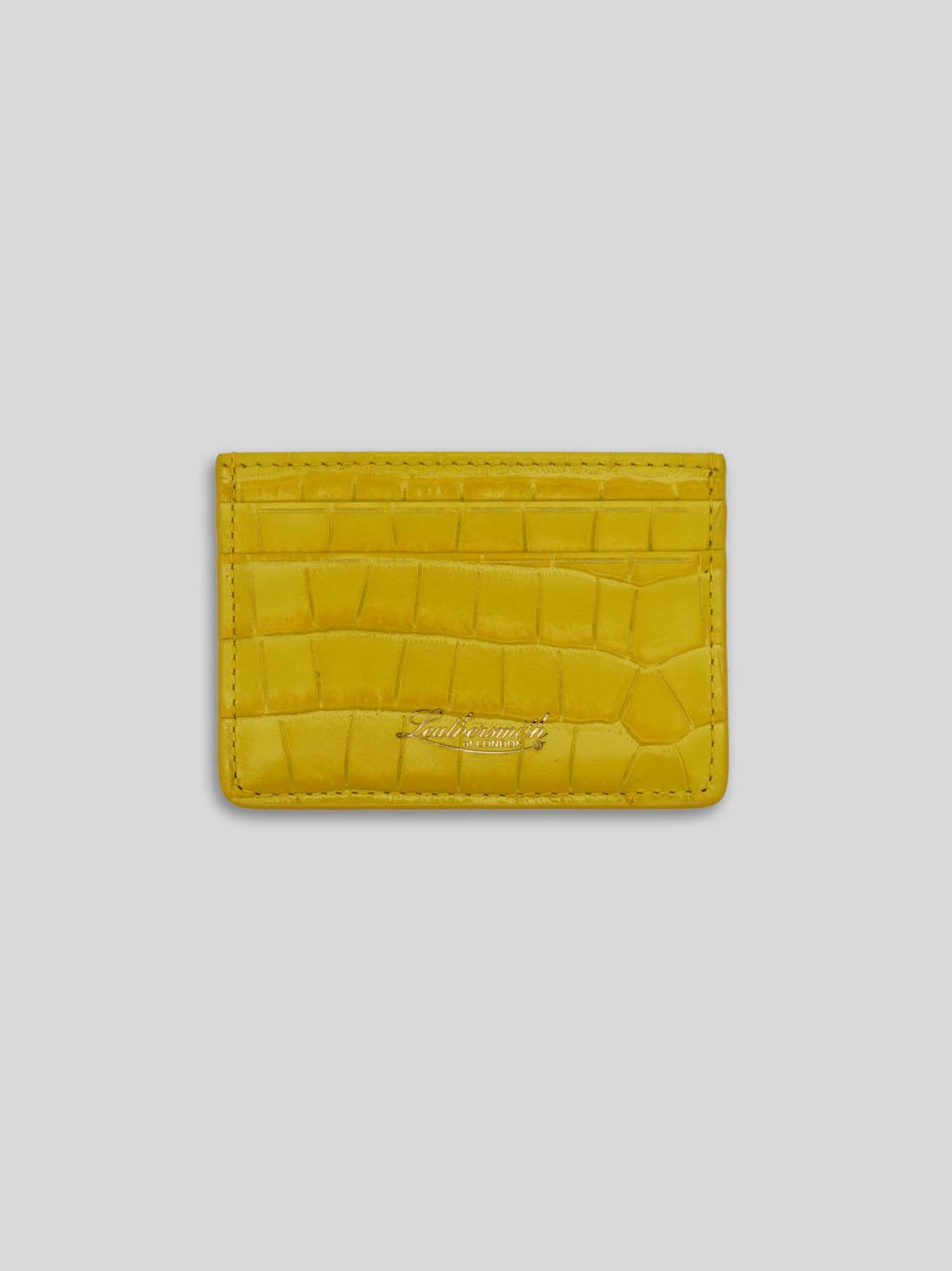 PORTE-CARTES EN CUIR CROCO DOUBLE FACE JAUNE