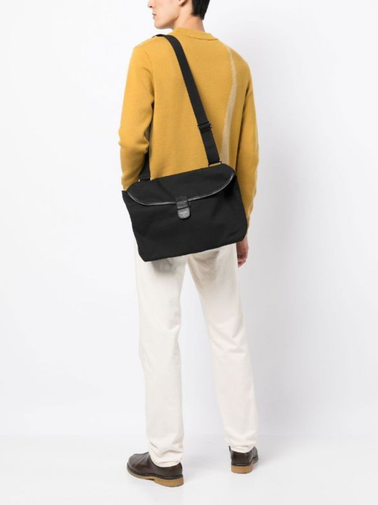 SAC MESSENGER EN TOILE UNIE NOIR