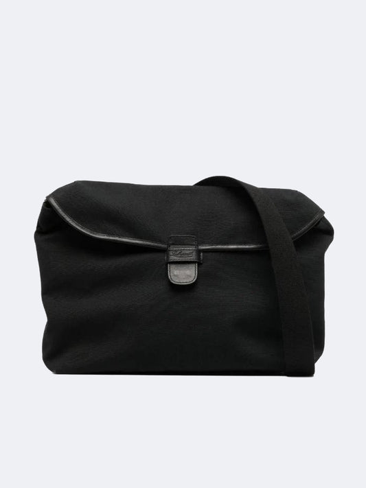 SAC MESSENGER EN TOILE UNIE NOIR