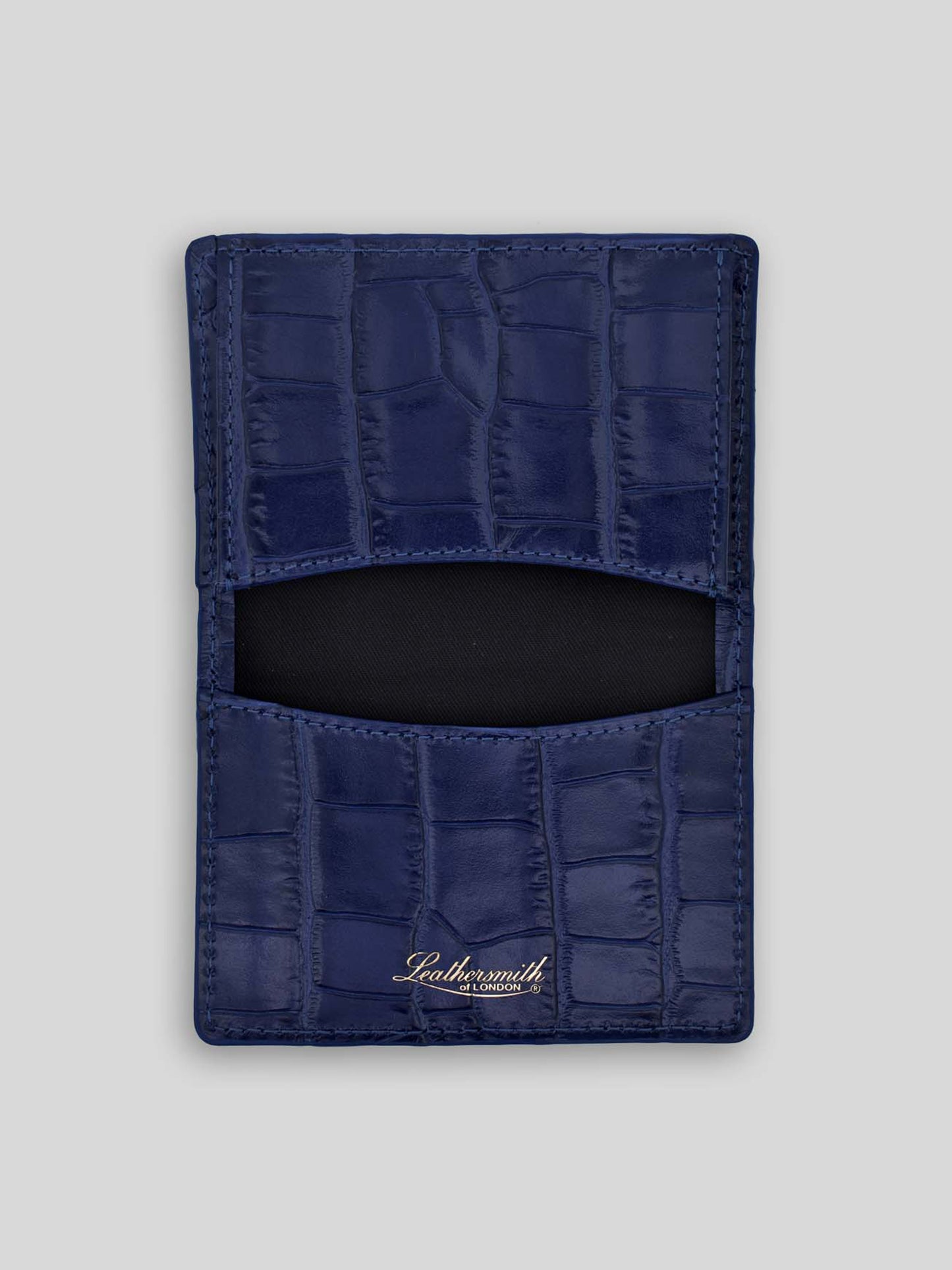 PORTE-CARTES EN CUIR CROCO UNIFACE BLEU