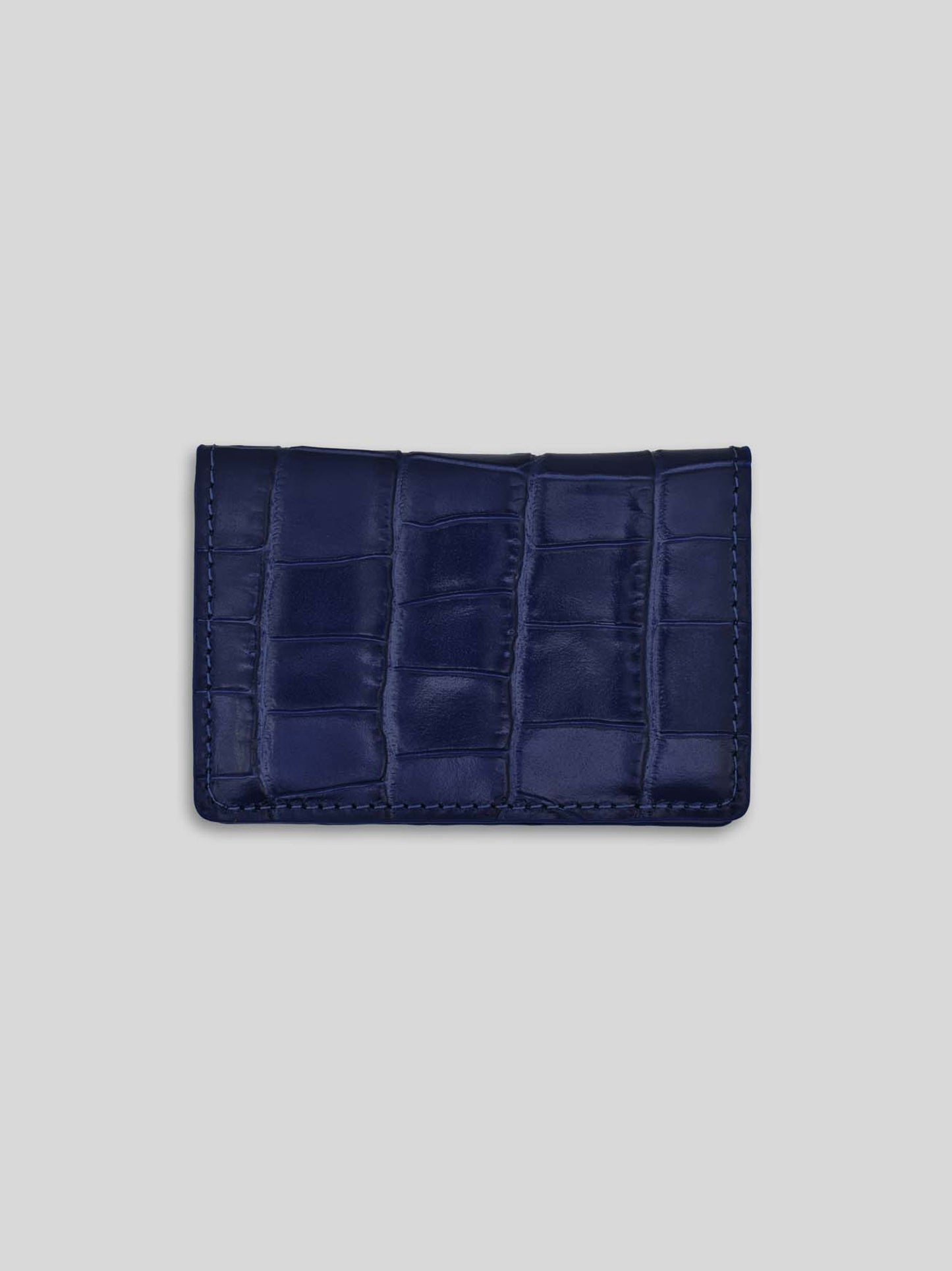 PORTE-CARTES EN CUIR CROCO UNIFACE BLEU