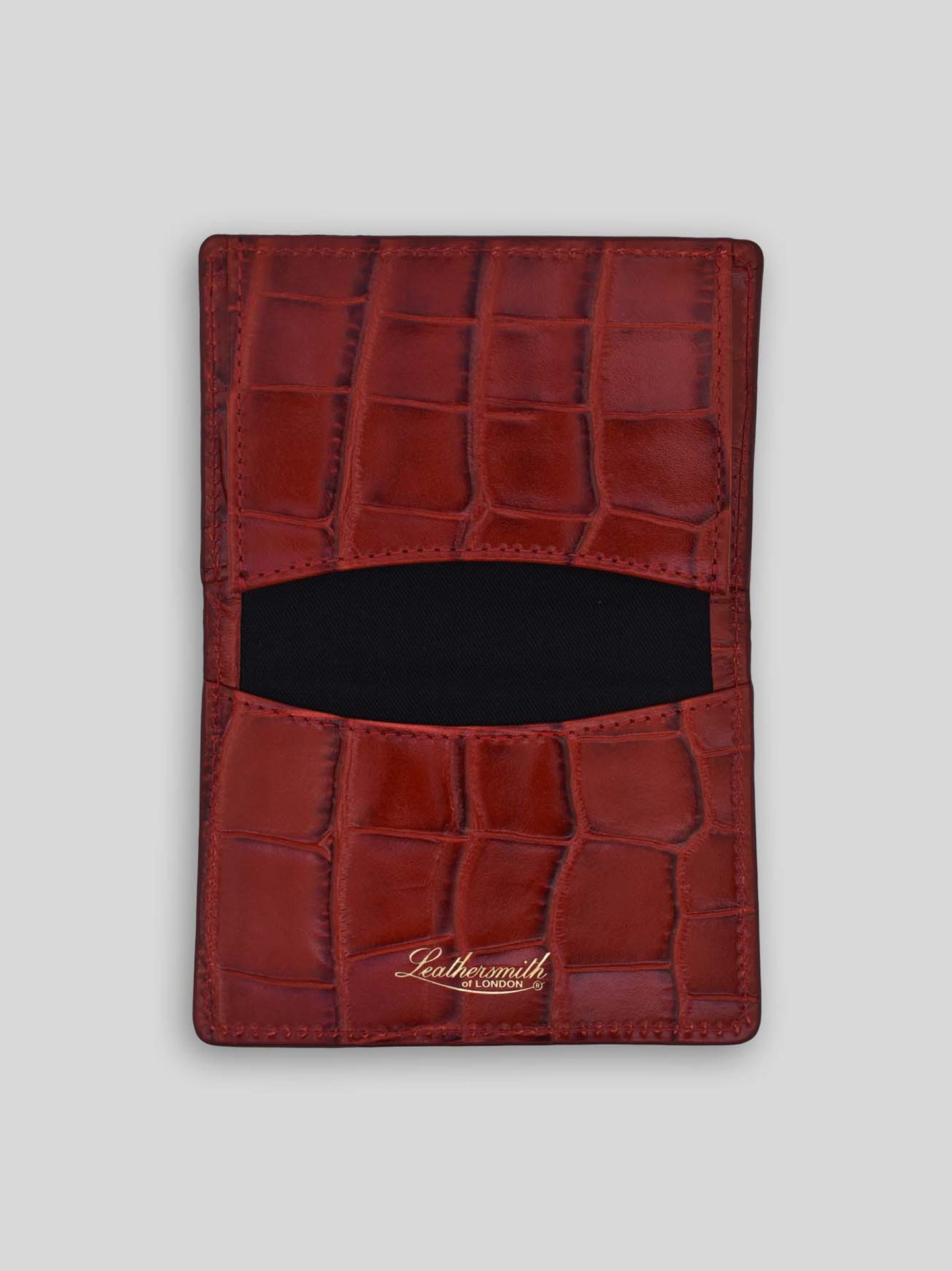 PORTE-CARTES EN CUIR CROCO UNIFACE ROUGE