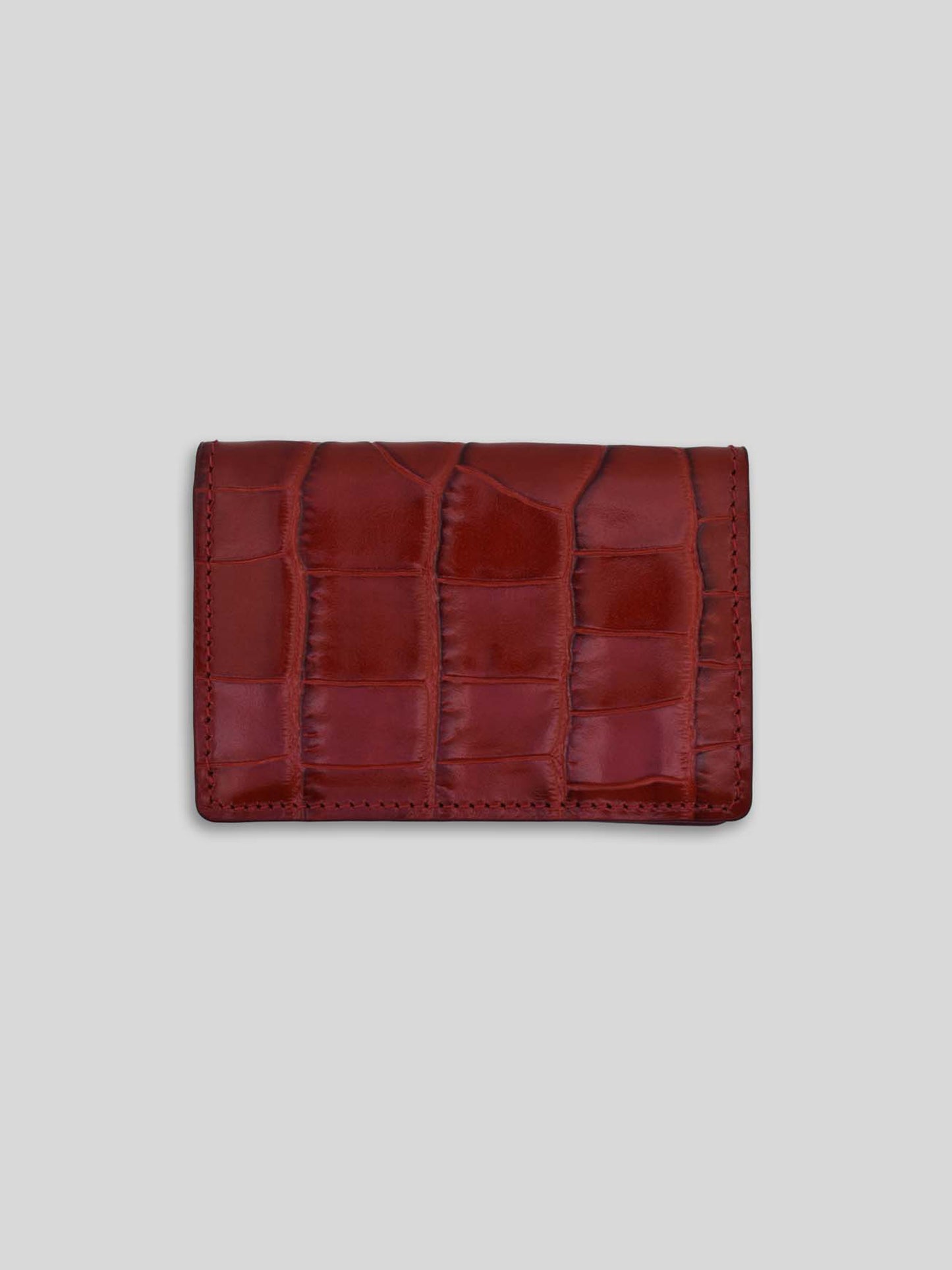 PORTE-CARTES EN CUIR CROCO UNIFACE ROUGE