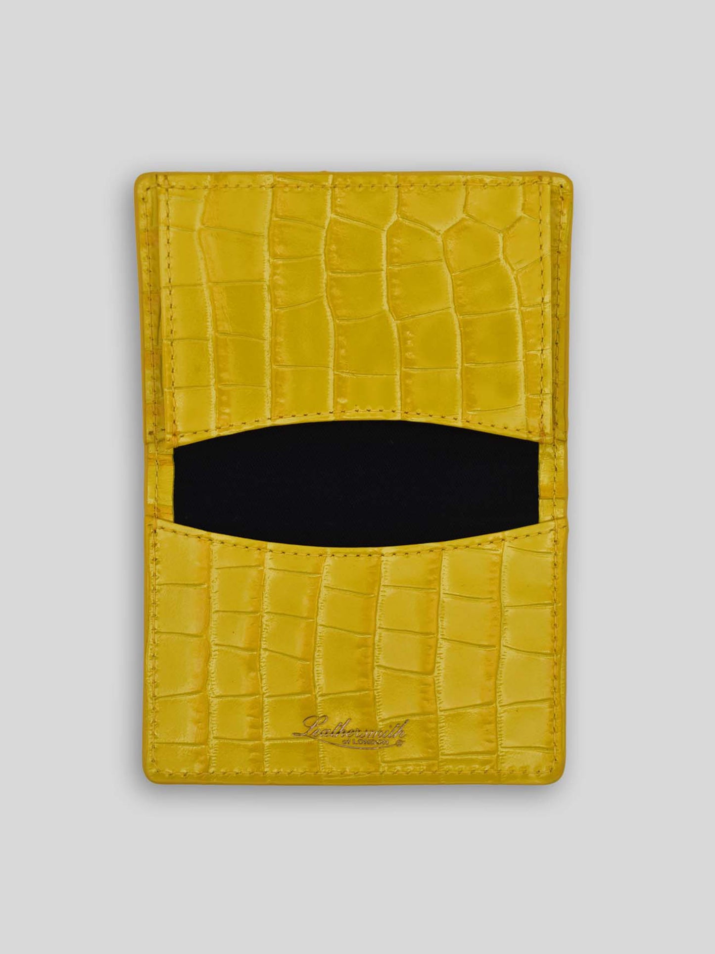 PORTE-CARTES EN CUIR CROCO UNIFACE JAUNE