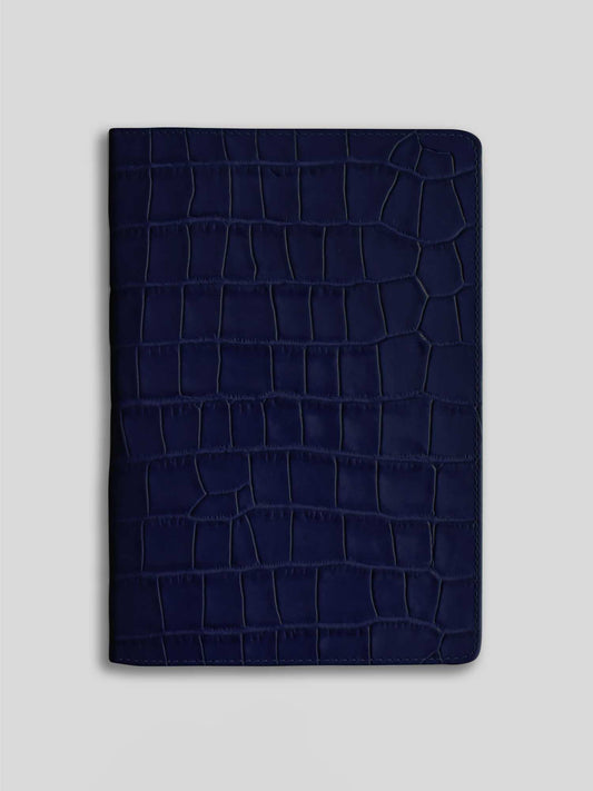 COUVERTURE CARNET EN CUIR CROCO MAYFAIR BLEU