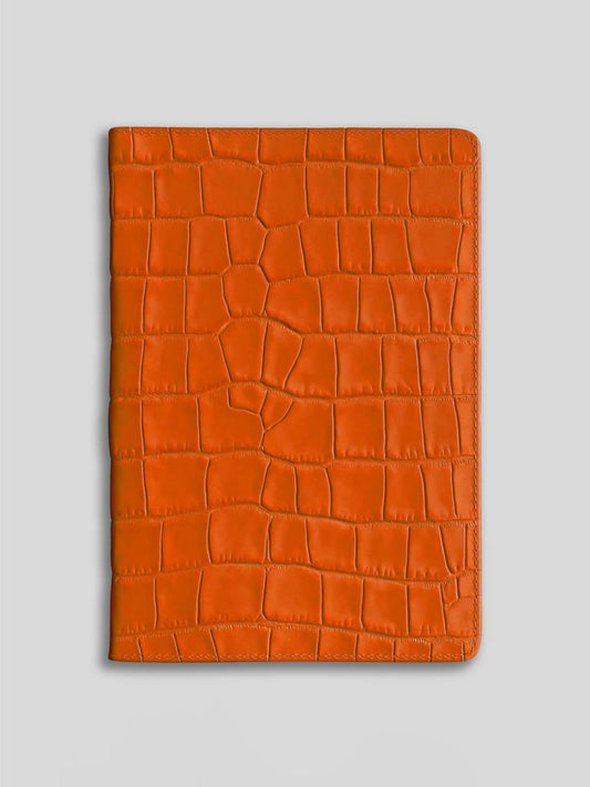 COUVERTURE CARNET EN CUIR CROCO MAYFAIR ORANGE